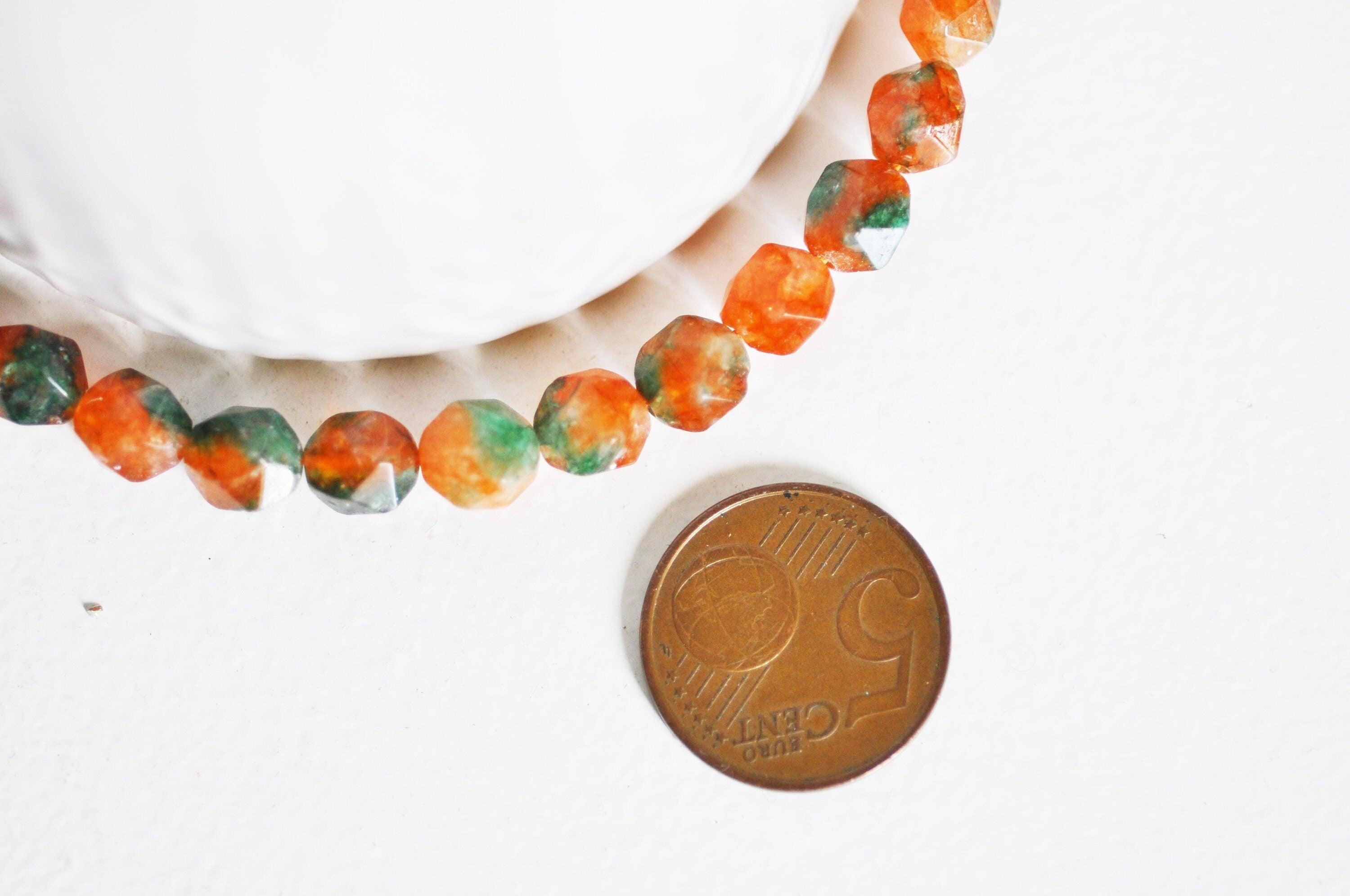 Gingerlily Perles jade orange facettes 8 mm fil 45 perles