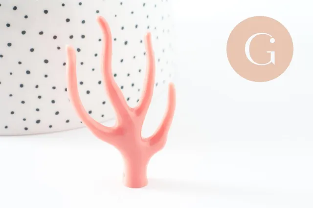 Gingerlily branche corail G9749 pendentif plastique rose 60mm x1