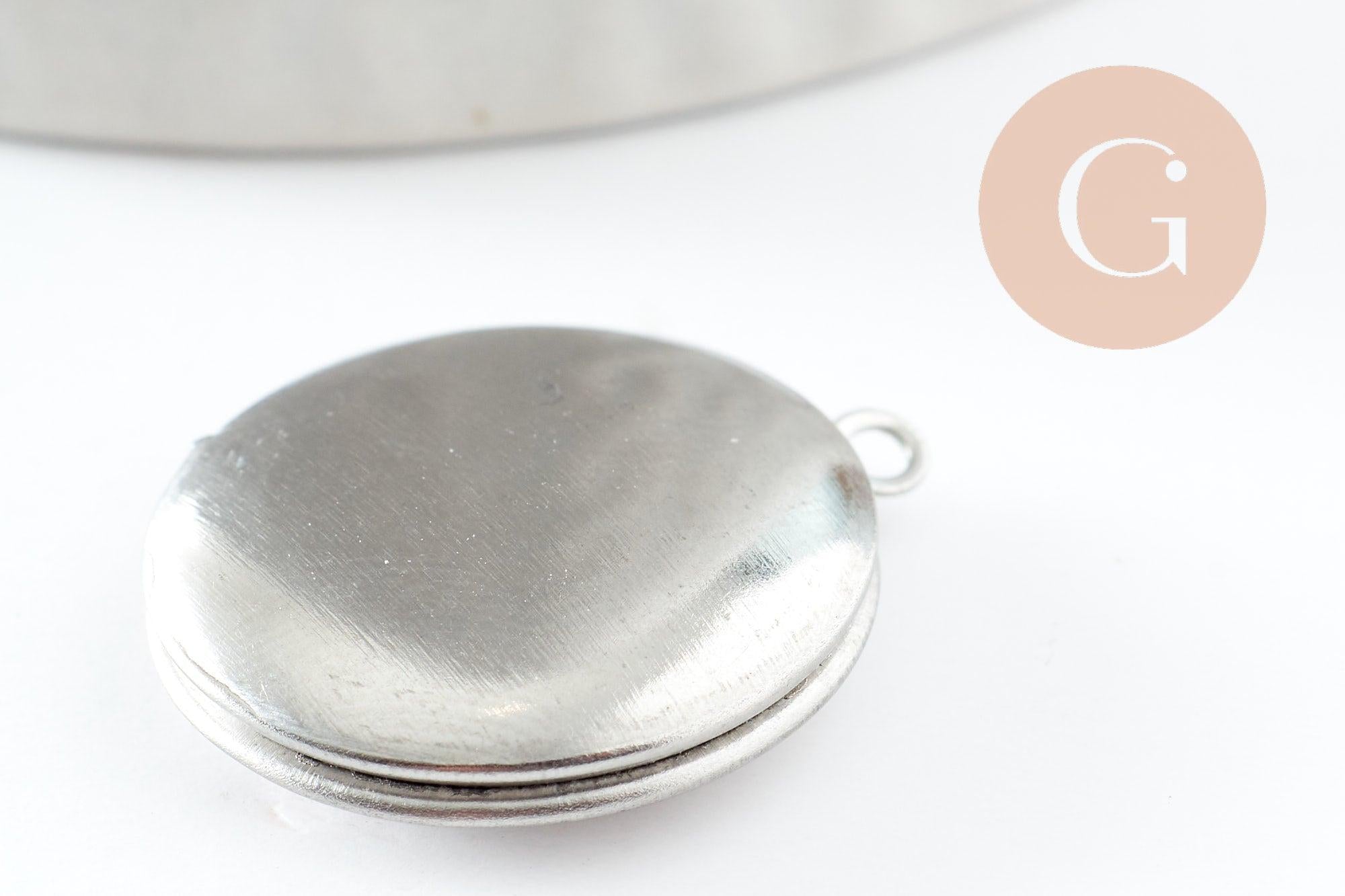 Gingerlily Pendentif locket rond platine 23mm x1 G9531