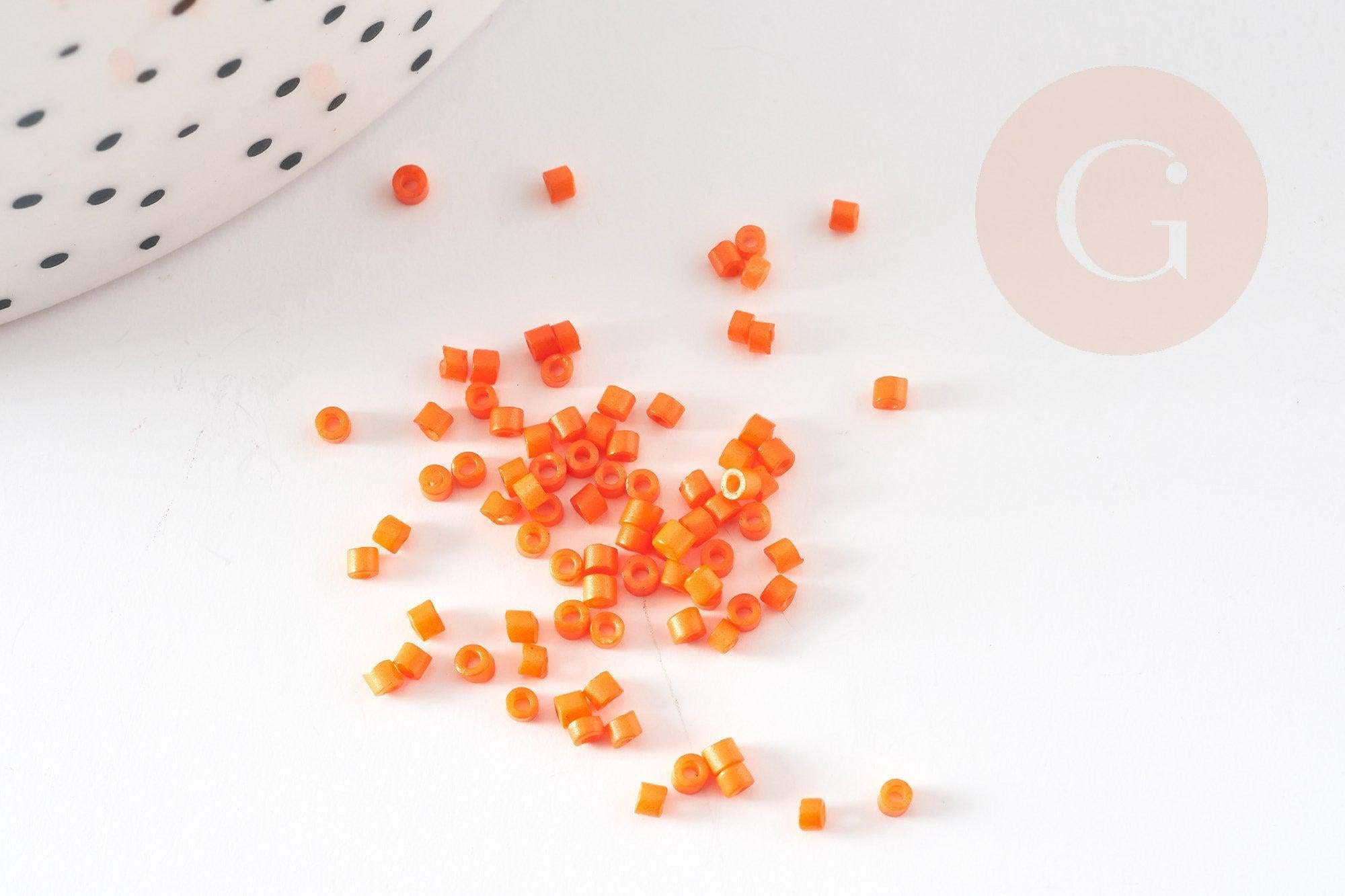 Gingerlily Perles rocaille tube verre orange opaque 2mm sachet 8g