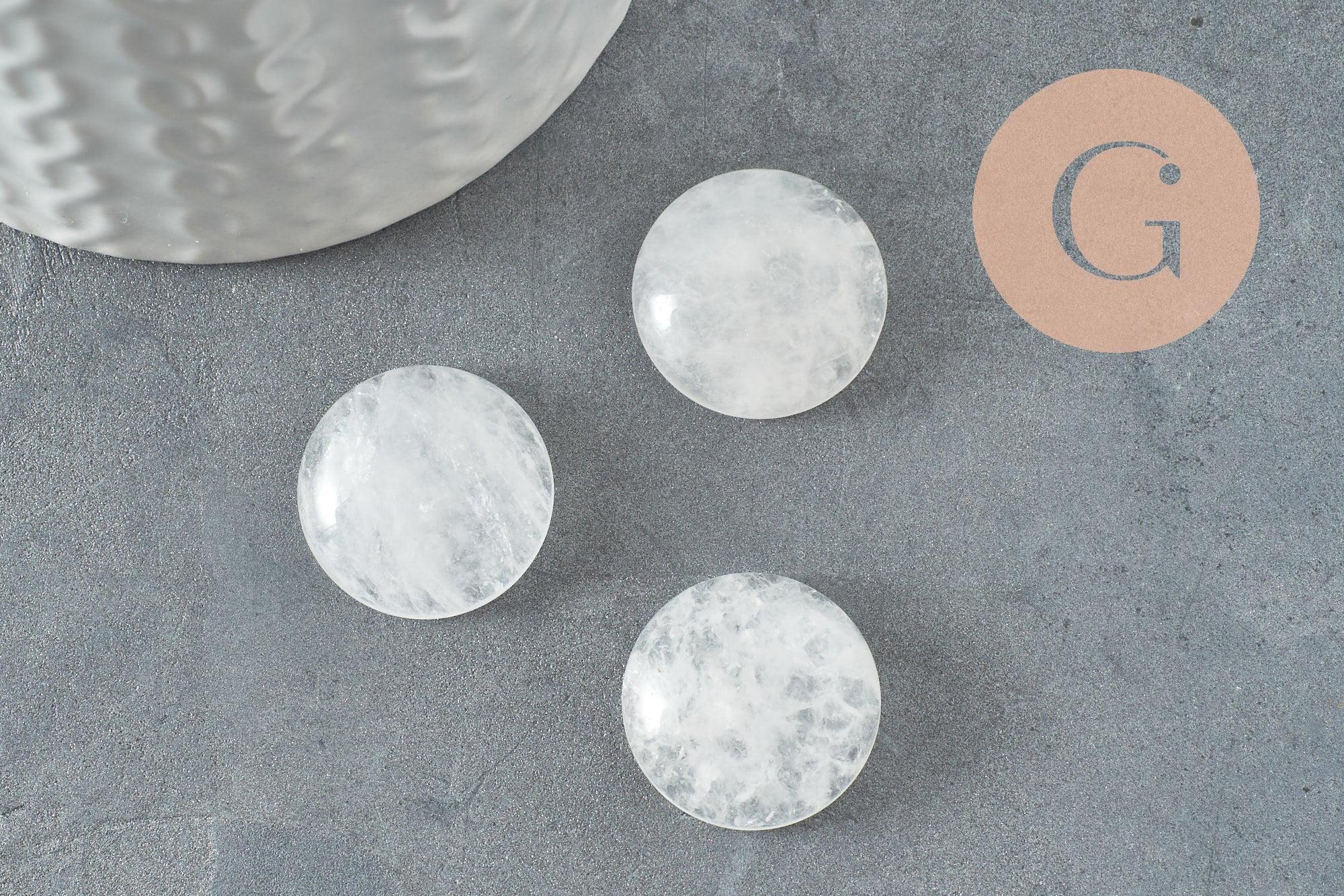 Gingerlily Cabochon Rond Cristal de Roche Naturel 20mm x1