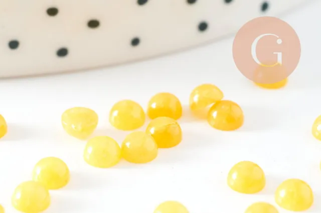 Gingerlily cabochon jade jaune rond 4 mm x1