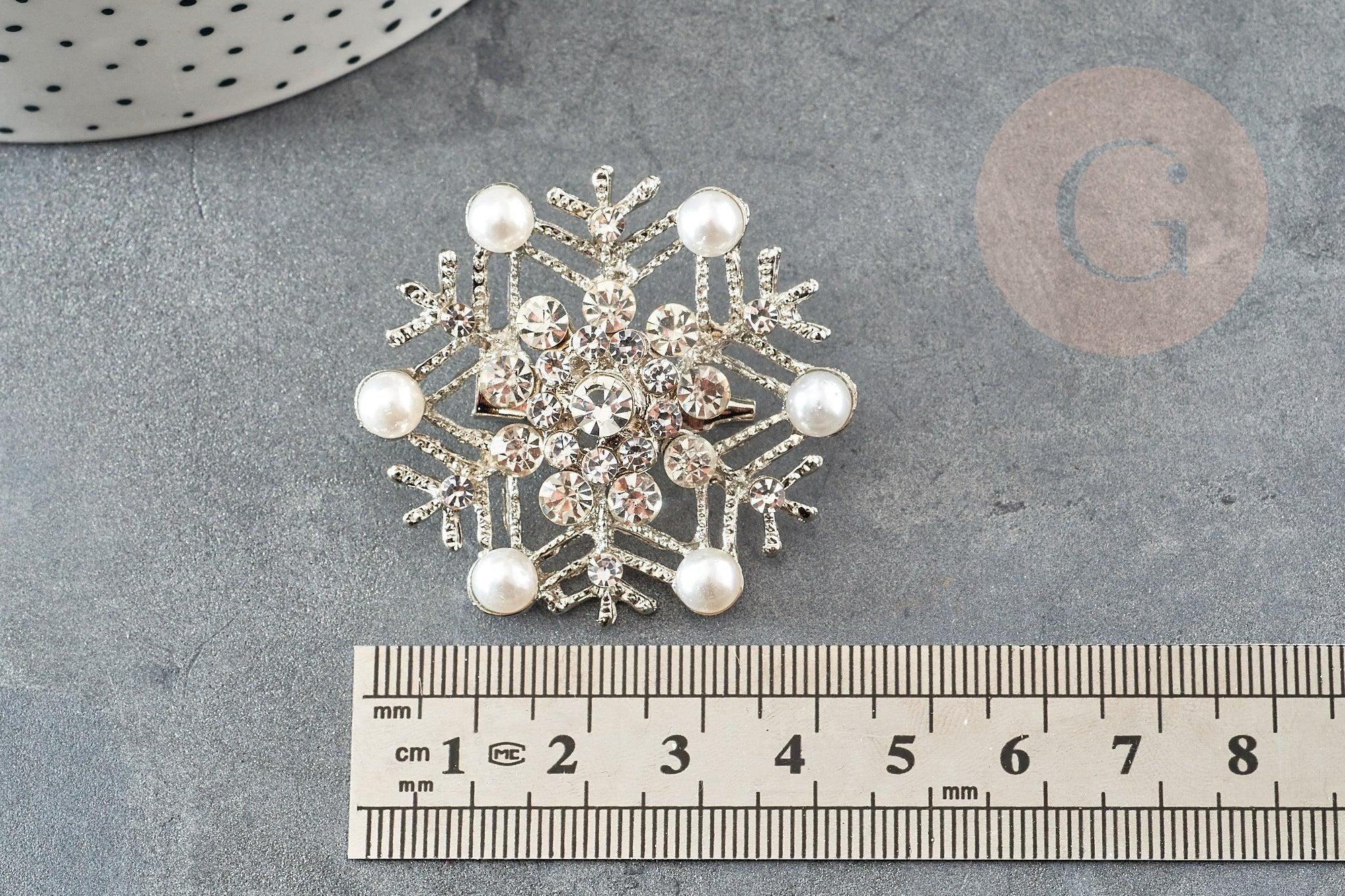 Gingerlily Broches broche flocon neige 45mm zamac zircons