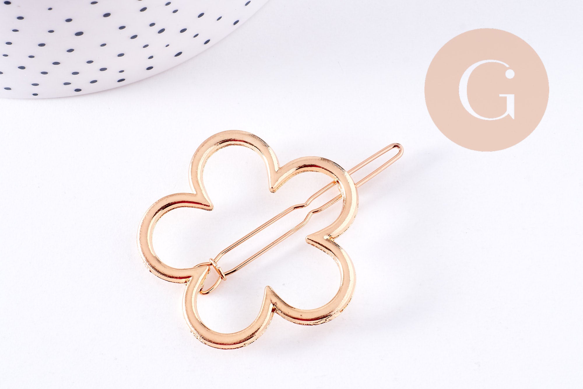 Gingerlily support barrette fleur clip doré 57mm x1