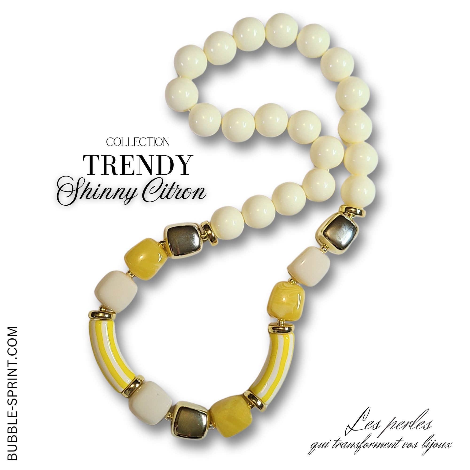 ARTSHOP TRENDY Collier Shinny Citron Kit 48CM Jaune