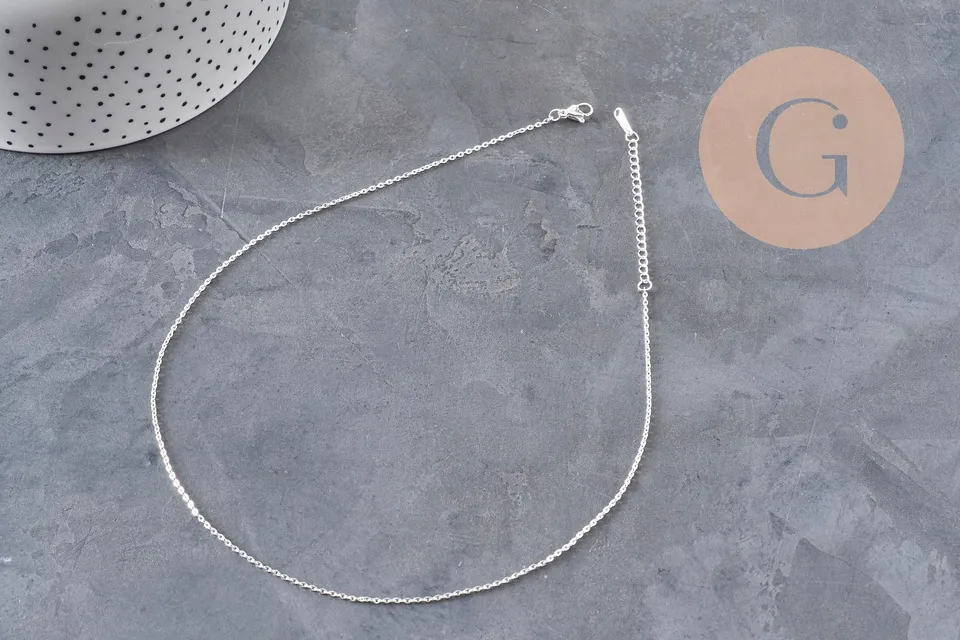 Gingerlily Chaînes collier forçat argenté 40cm 1,5mm x1