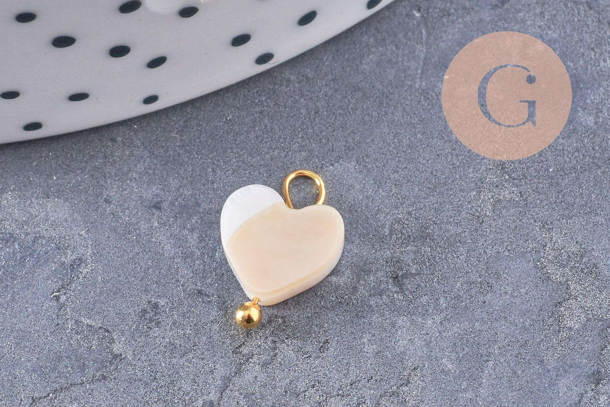 Gingerlily Pendentifs breloque nacre blanche doré x1