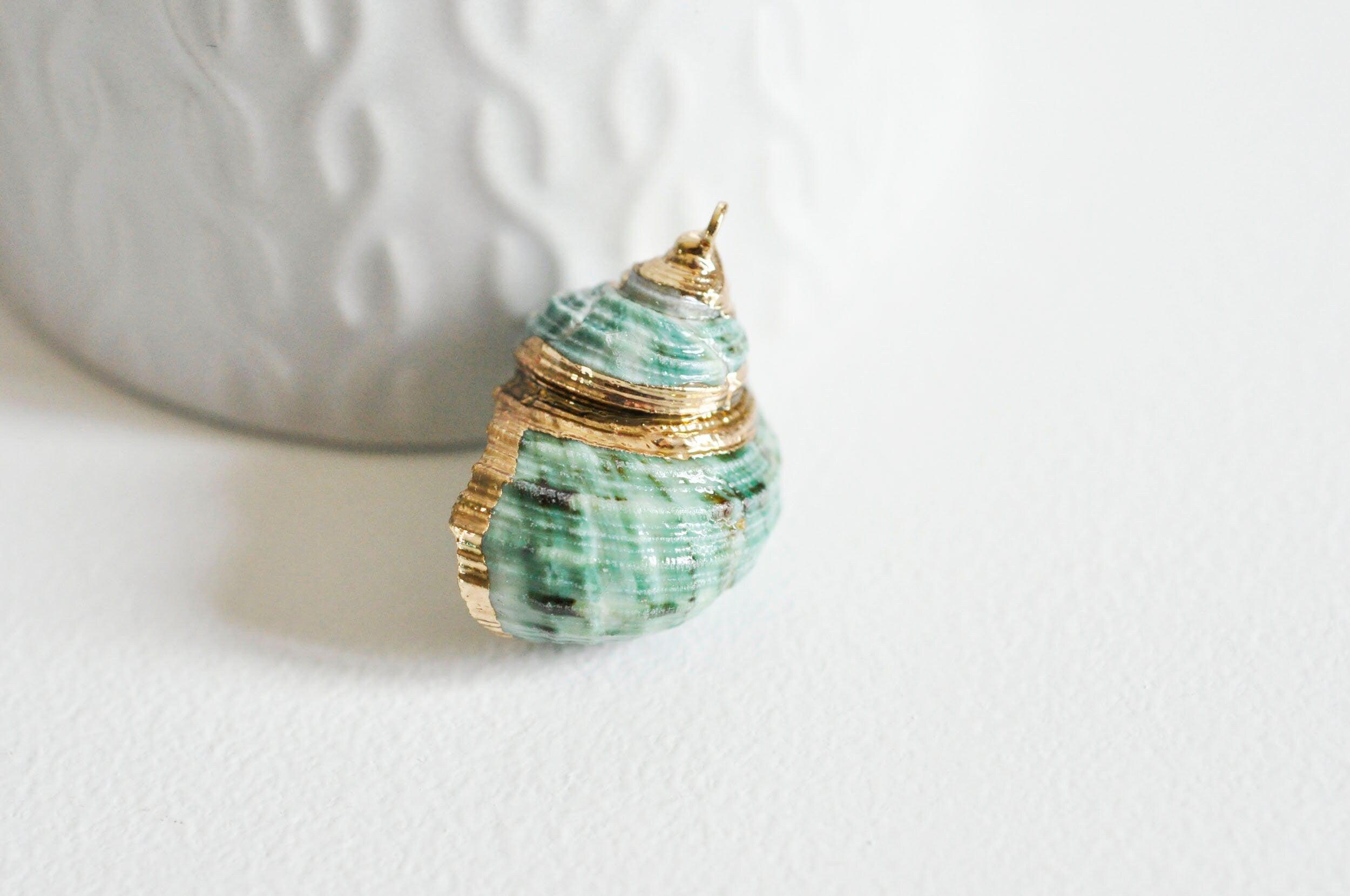 Gingerlily Pendentifs DIY G0609 coquillage vert doré 25mm