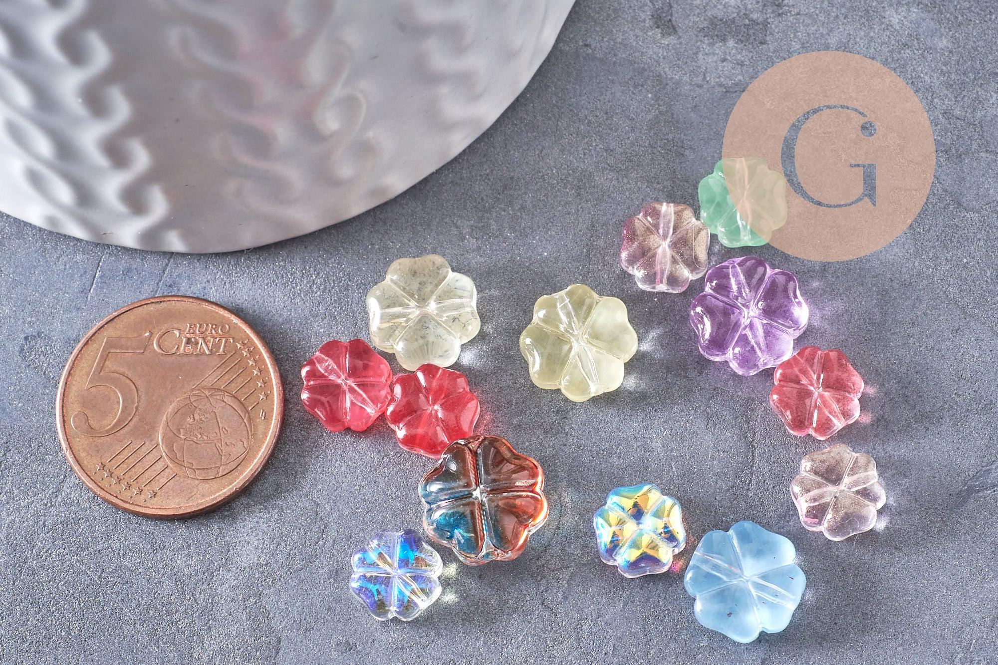 Gingerlily Perles pour bijoux DIY G10367 perle fleur verre multicolore x10