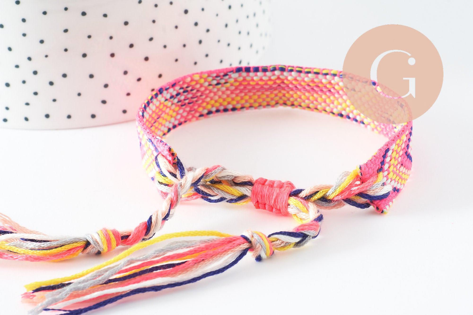 Gingerlily Bracelet brésilien tissé rose jaune 15mm x1 G9560