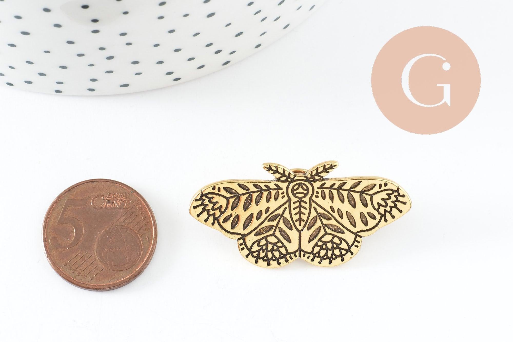 Gingerlily Broches papillon G9787 broche acier doré 41mm