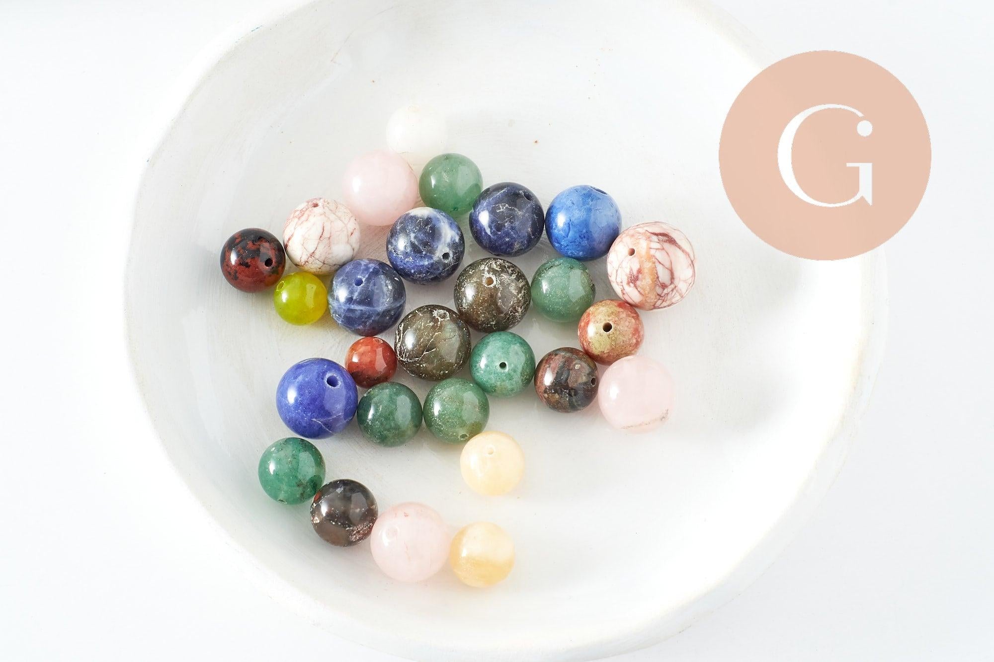 Gingerlily Perles pierre naturelle rondes 4-16mm 50g