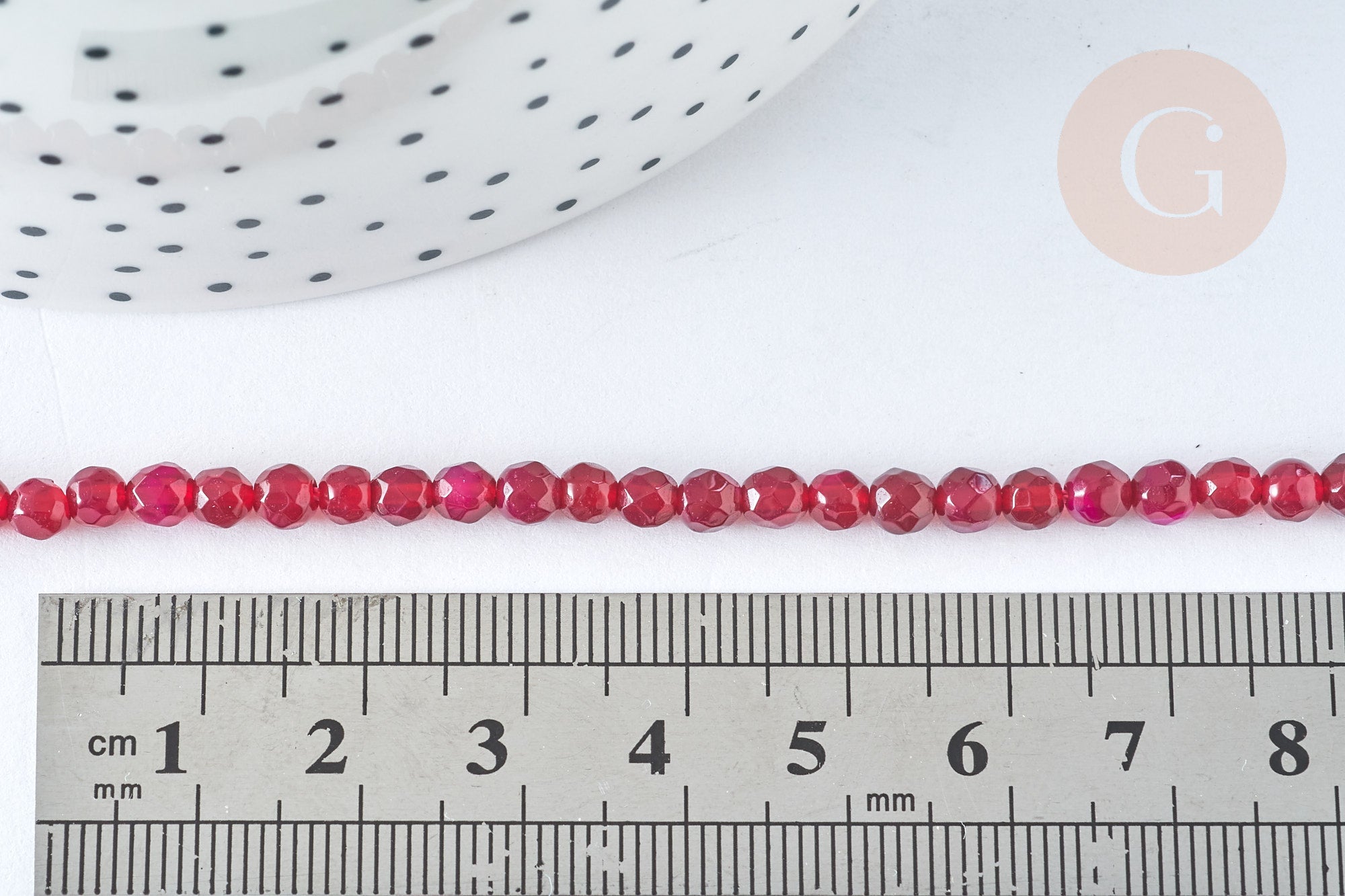 Gingerlily Pierre Naturelle G7344 perle agate rouge 4mm fil 35cm