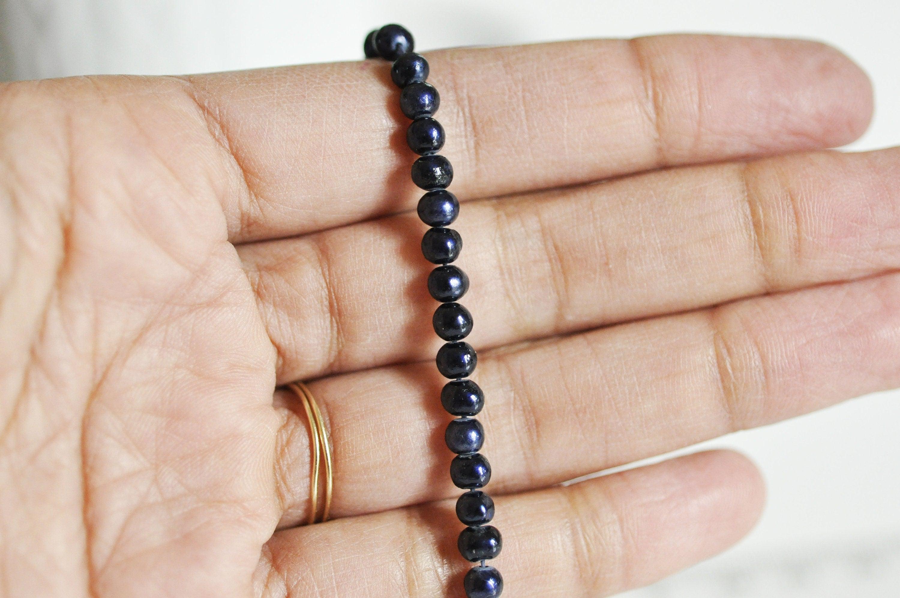 Gingerlily Perles G1256 perles eau douce noires 4mm fil 38cm