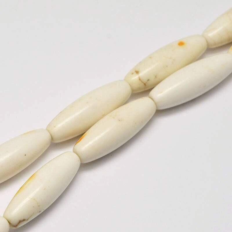 Gingerlily perle howlite G1319 ovale blanc 30mm x5