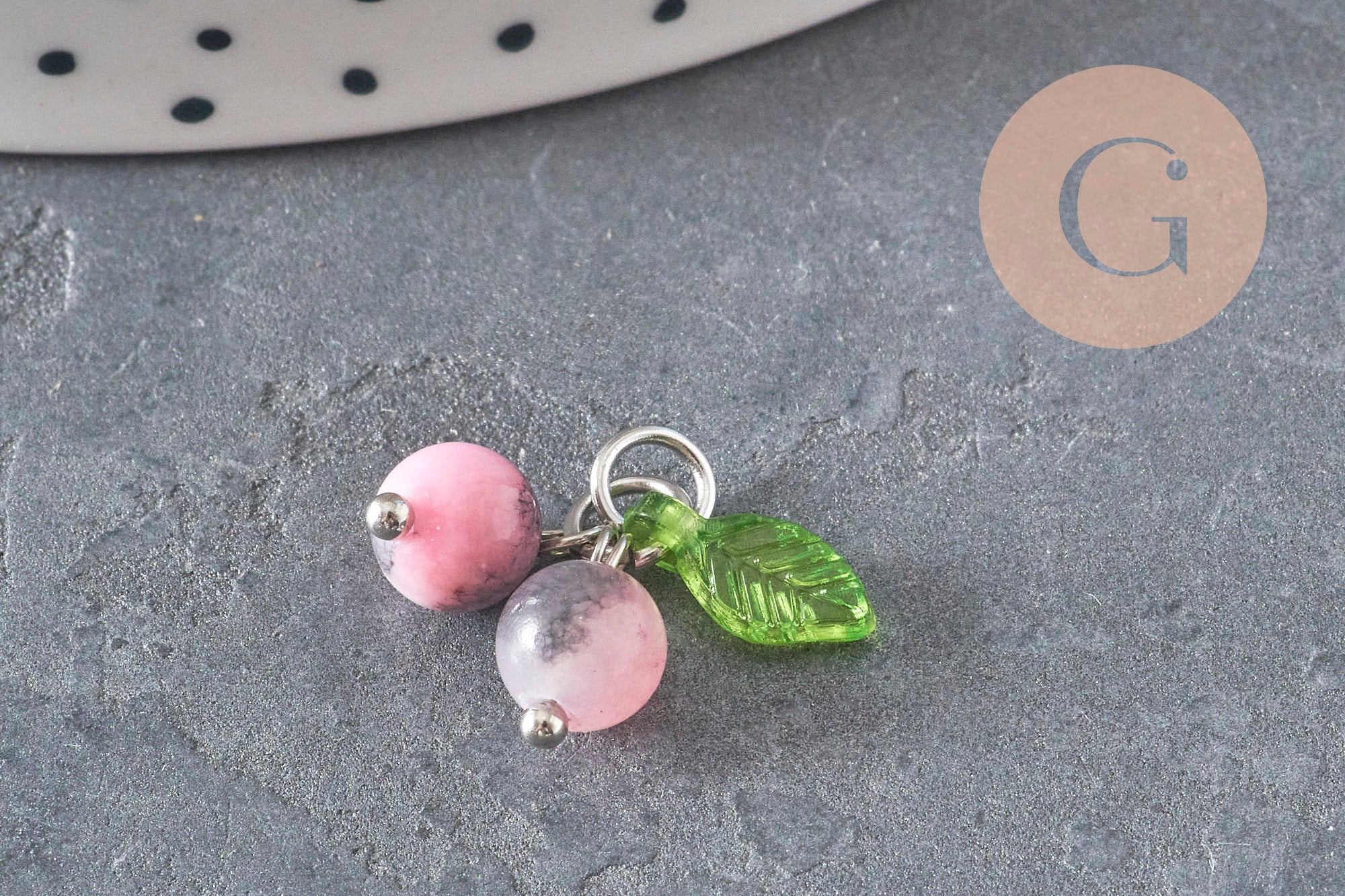 Gingerlily G11379 breloque cerise jade 14 mm x1