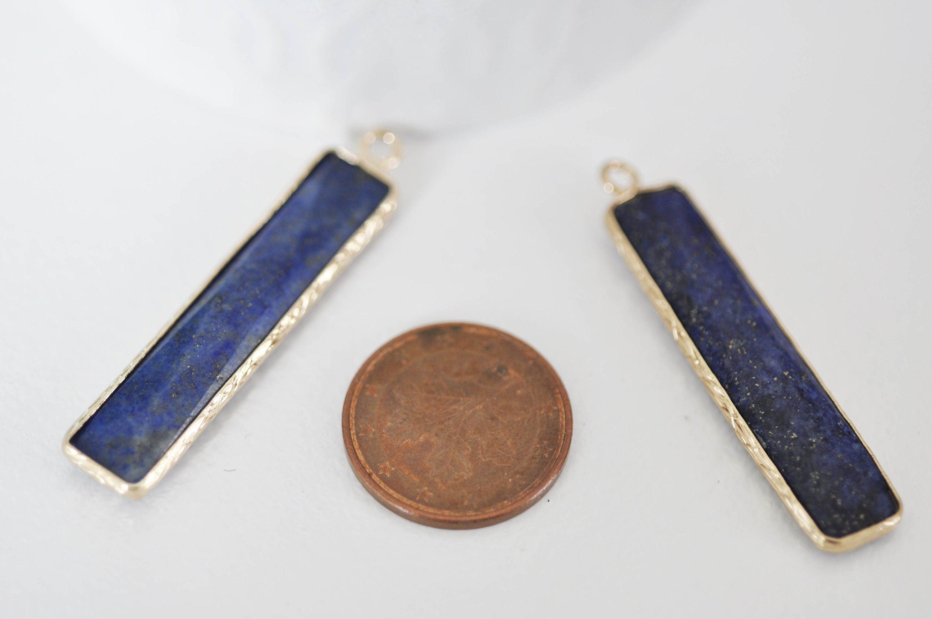 Gingerlily Pendentif rectangle lapis lazuli pendentif 46,5mm doré