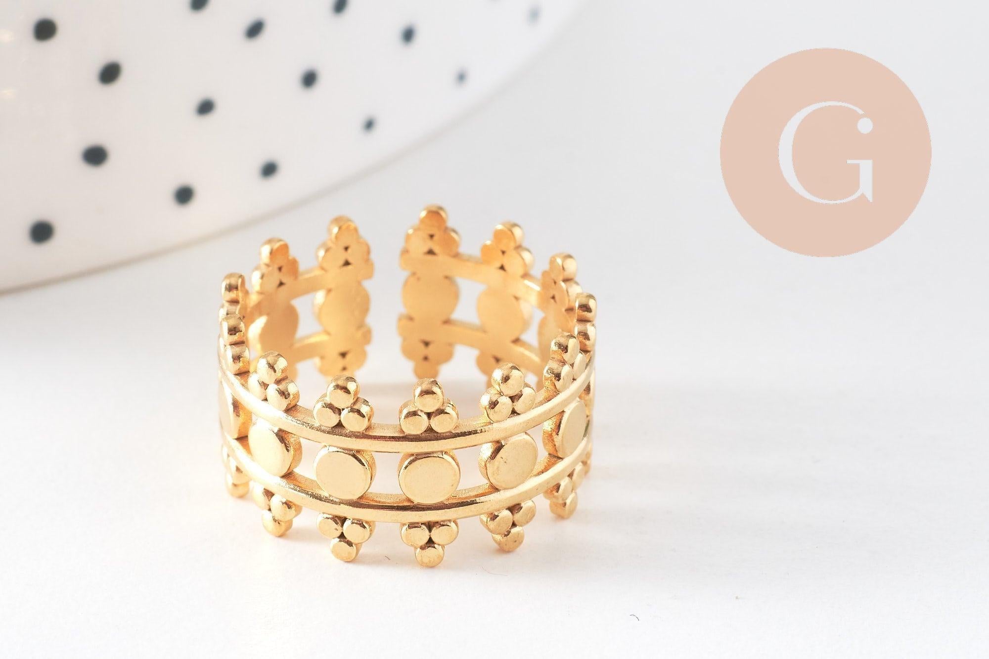 Gingerlily Bague réglable acier doré dentelle T54 x1