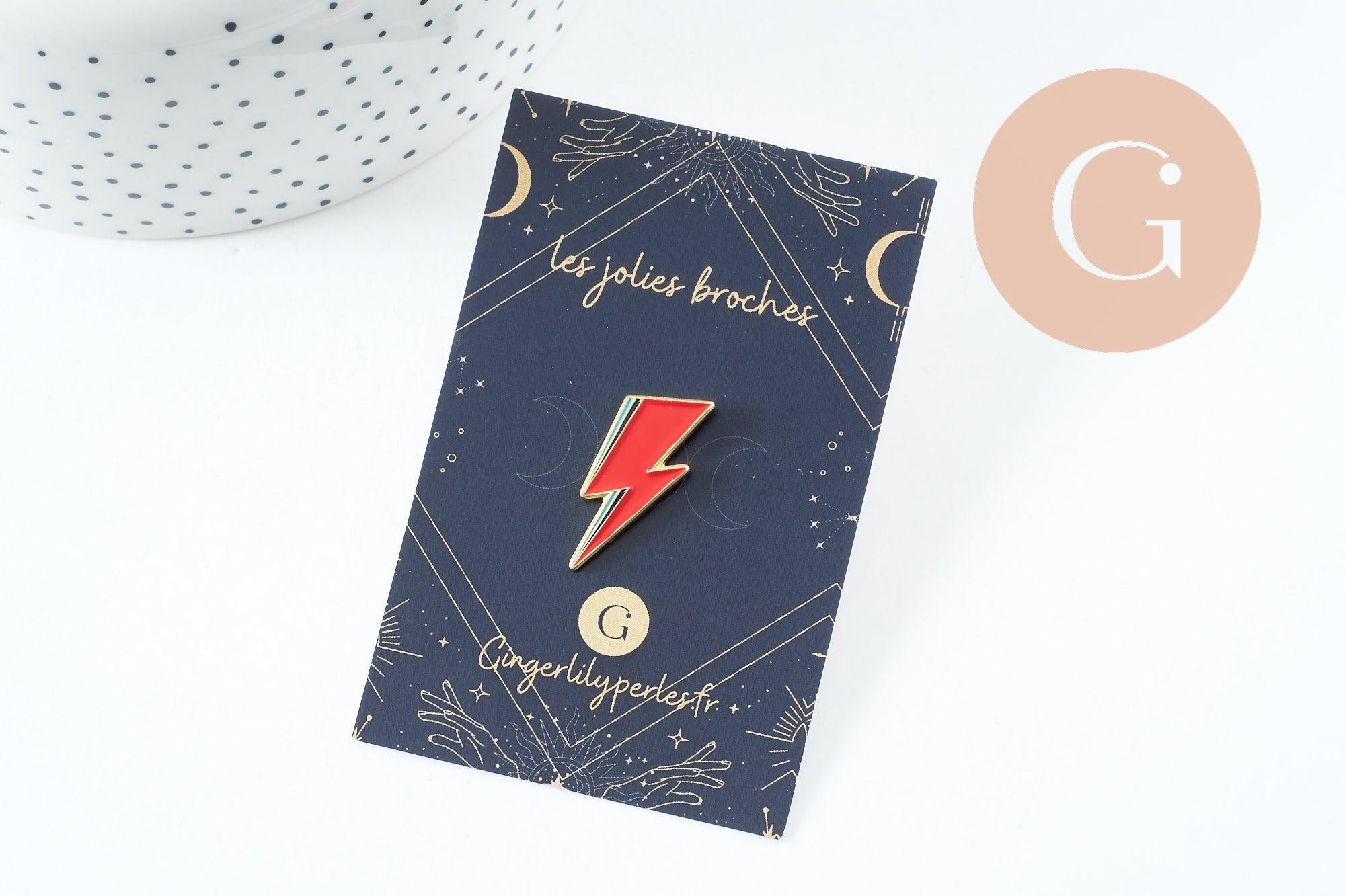 Gingerlily Broche pin's éclair G9745 émail rouge doré