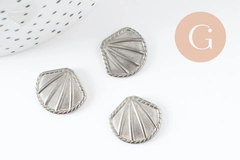 Gingerlily G10193 cabochon coquillage acier platine 18,5 mm