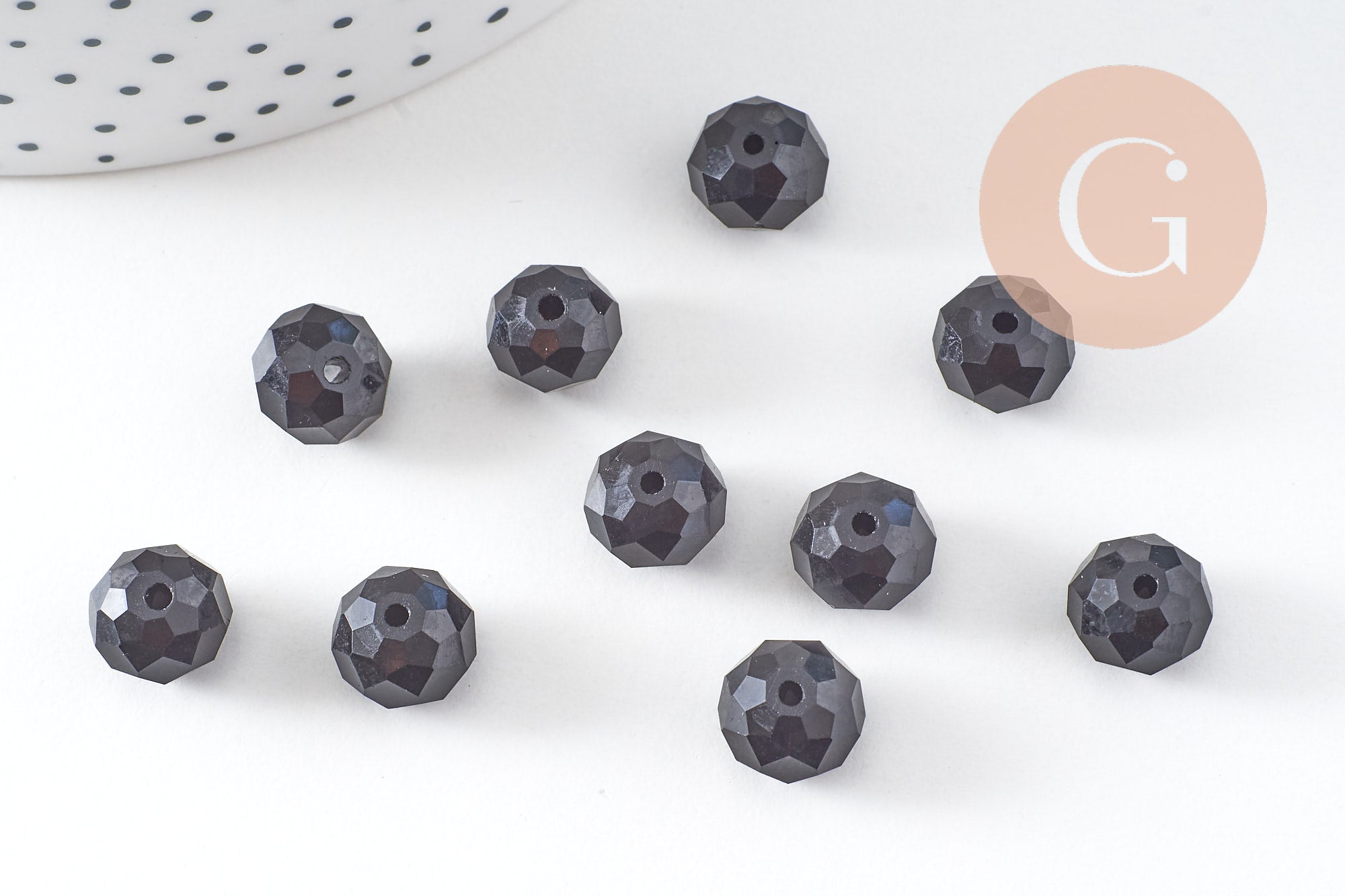 Gingerlily cristal perles noires facettées 10mm x10