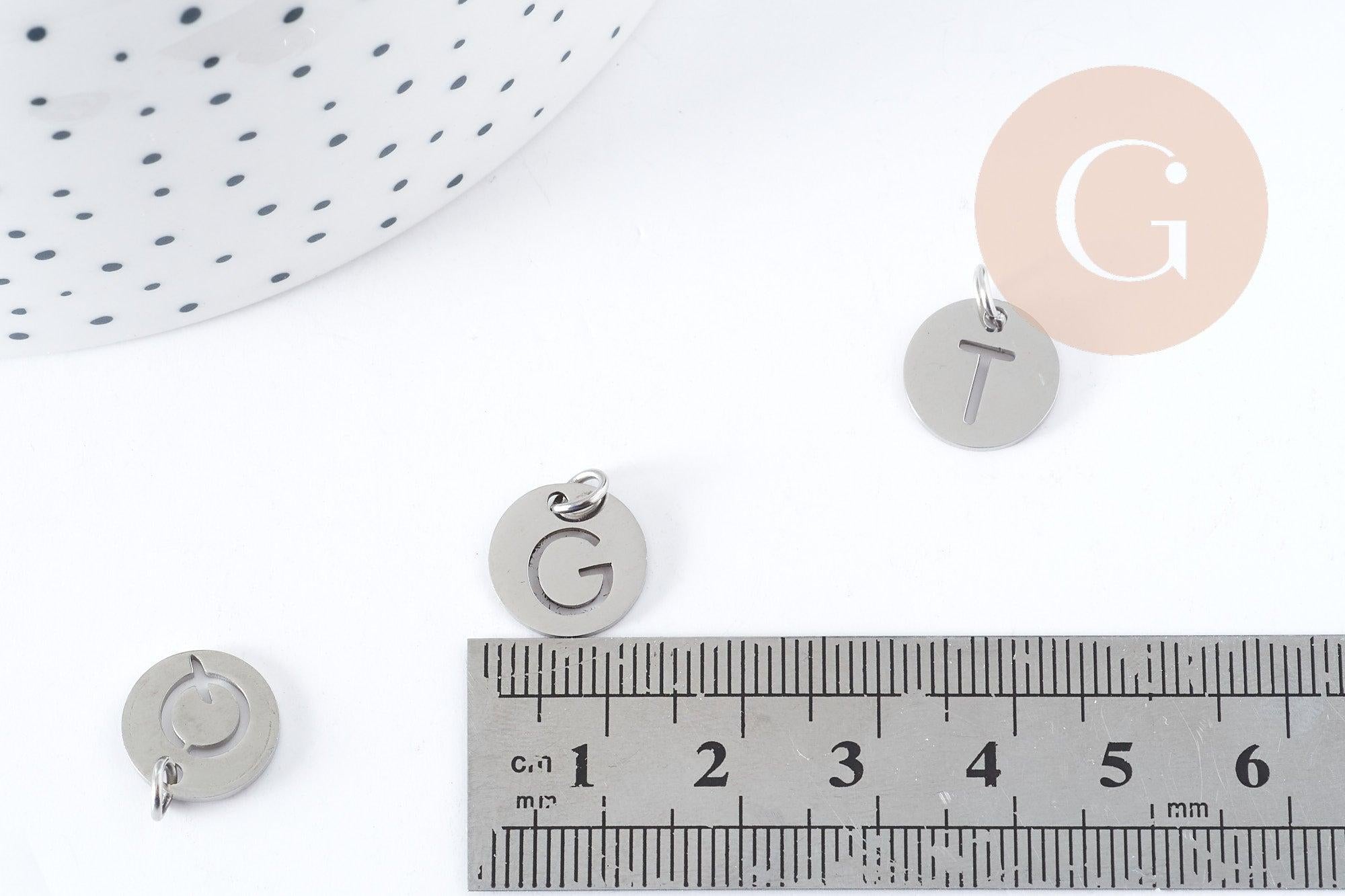 Gingerlily Pendentifs DIY G8969 lettre initiale acier 12mm platine