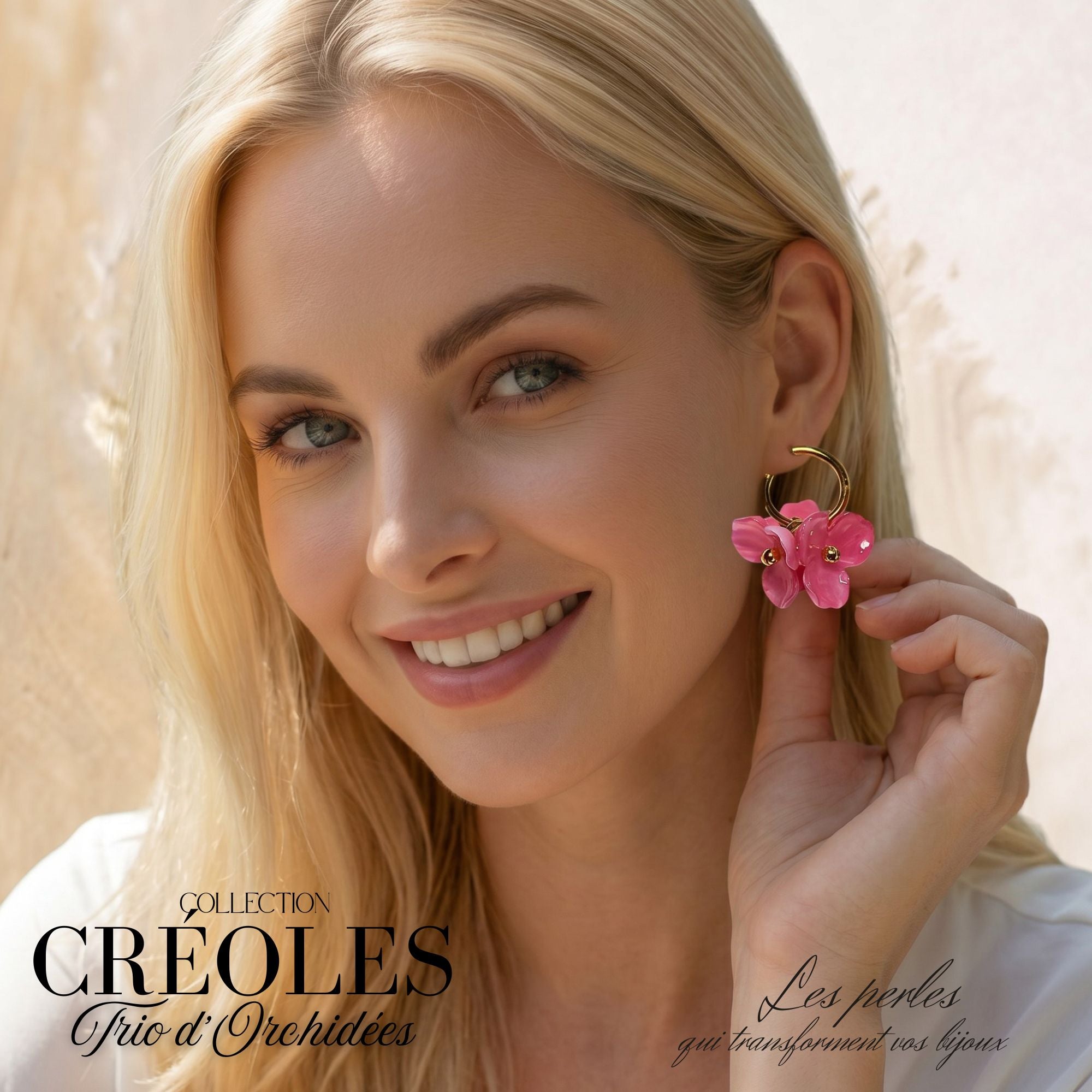 ARTSHOP Trio d'Orchidées créoles framboise marbré monté