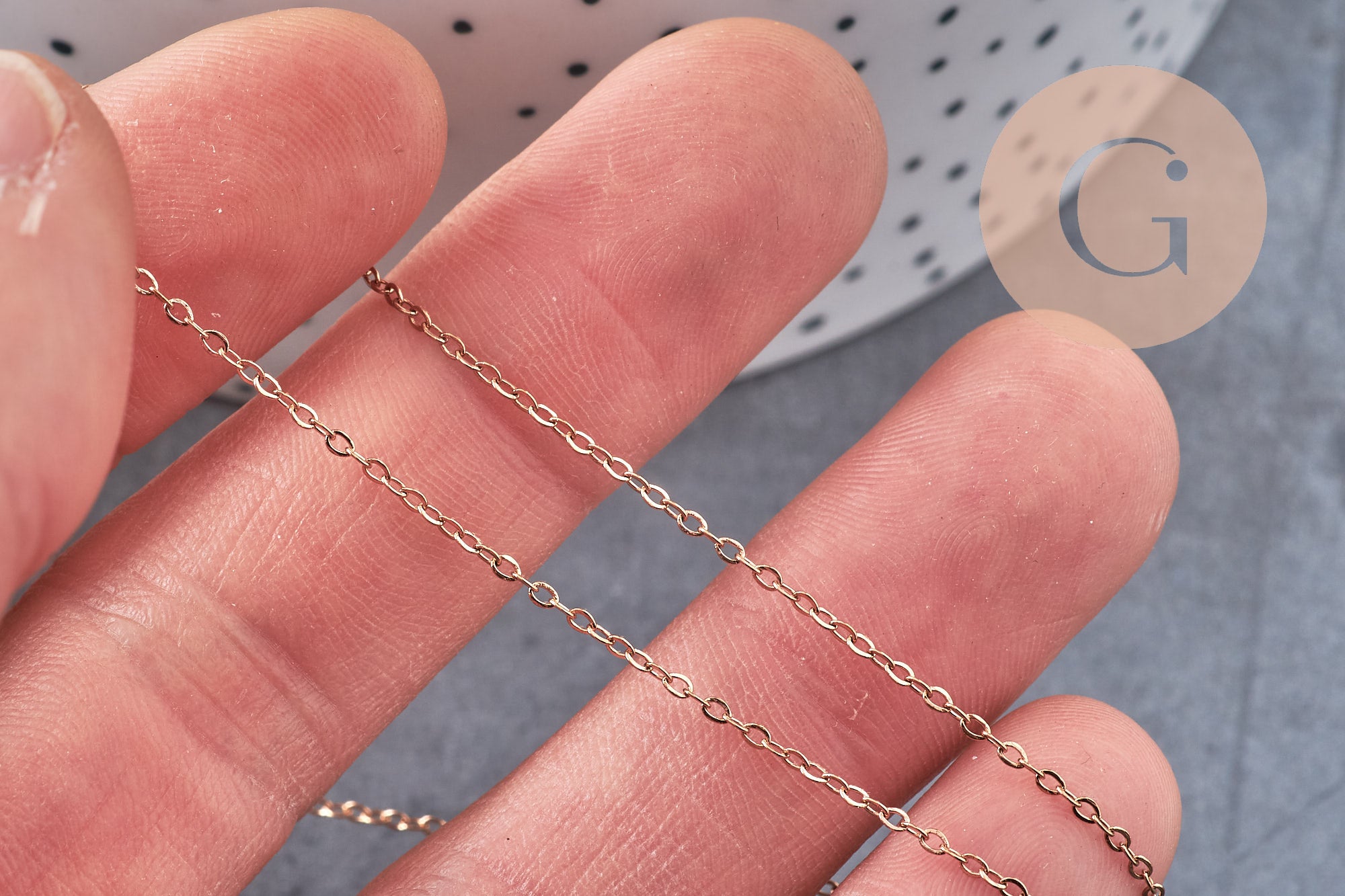 Gingerlily Perles Chaîne forçat chaîne acier or rose 1,5mm 1m