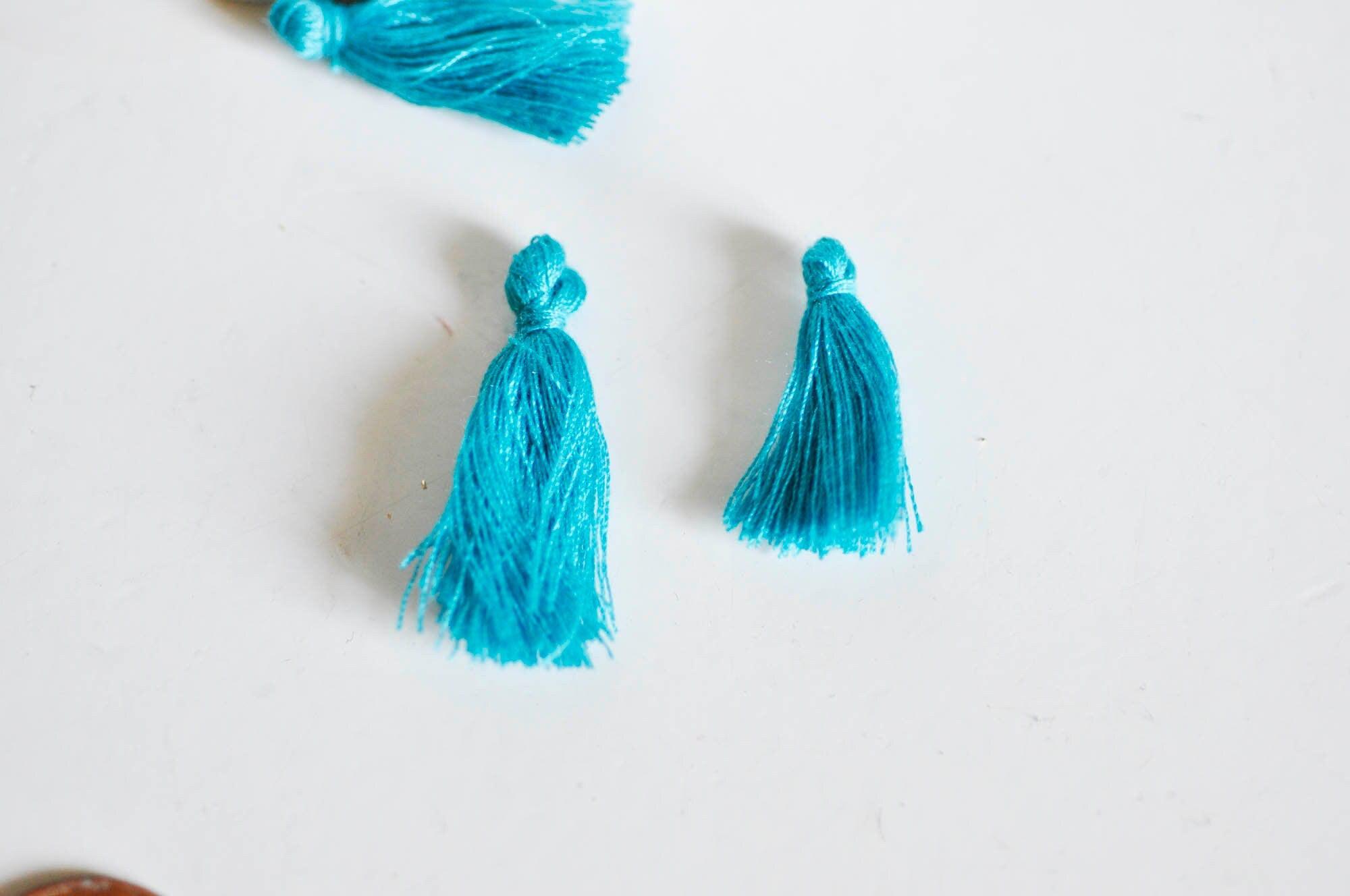 Gingerlily Pendentifs pompon bleu coton 25-31mm x5