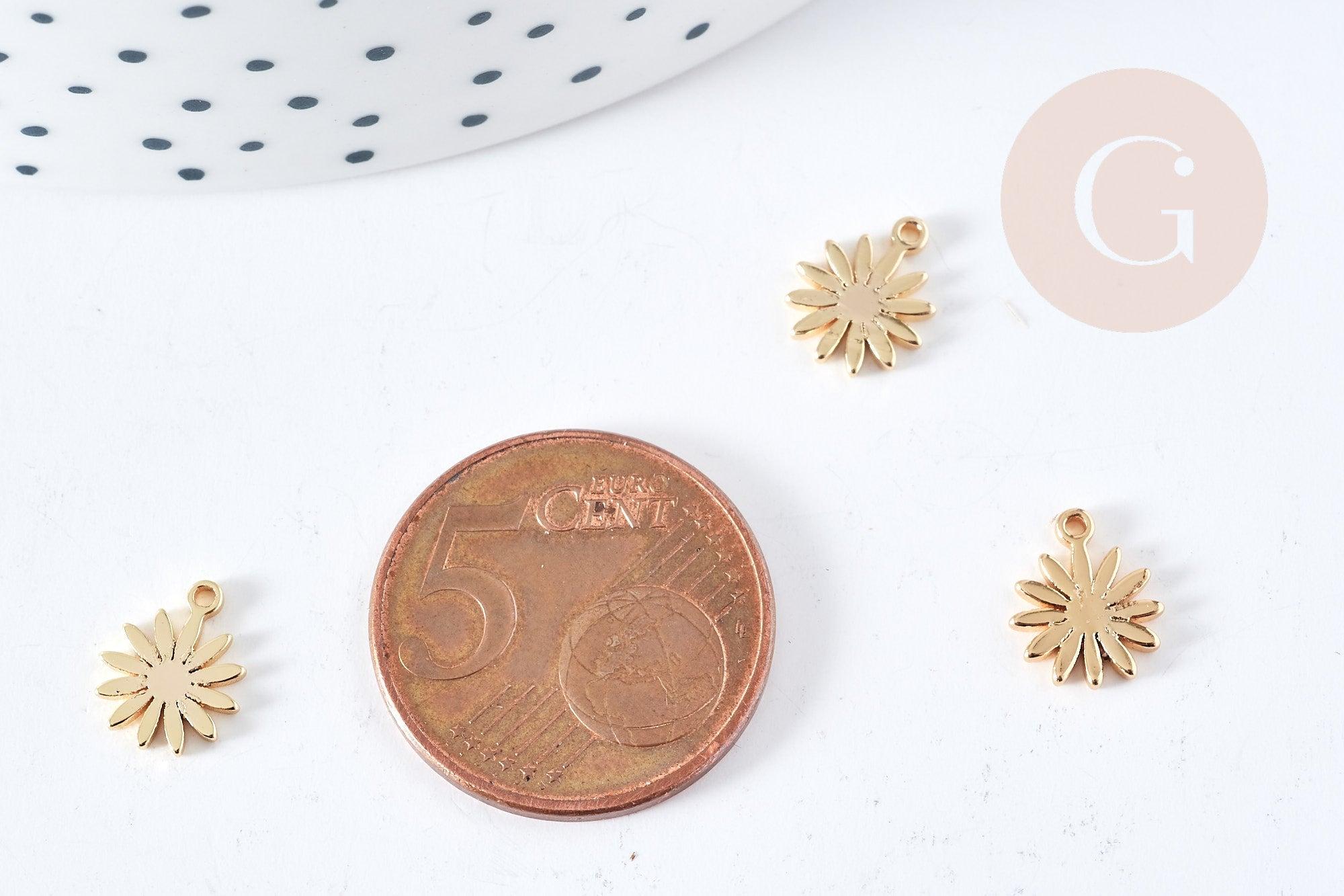 Gingerlily Pendentifs Breloque fleur marguerite dorée 10mm x2