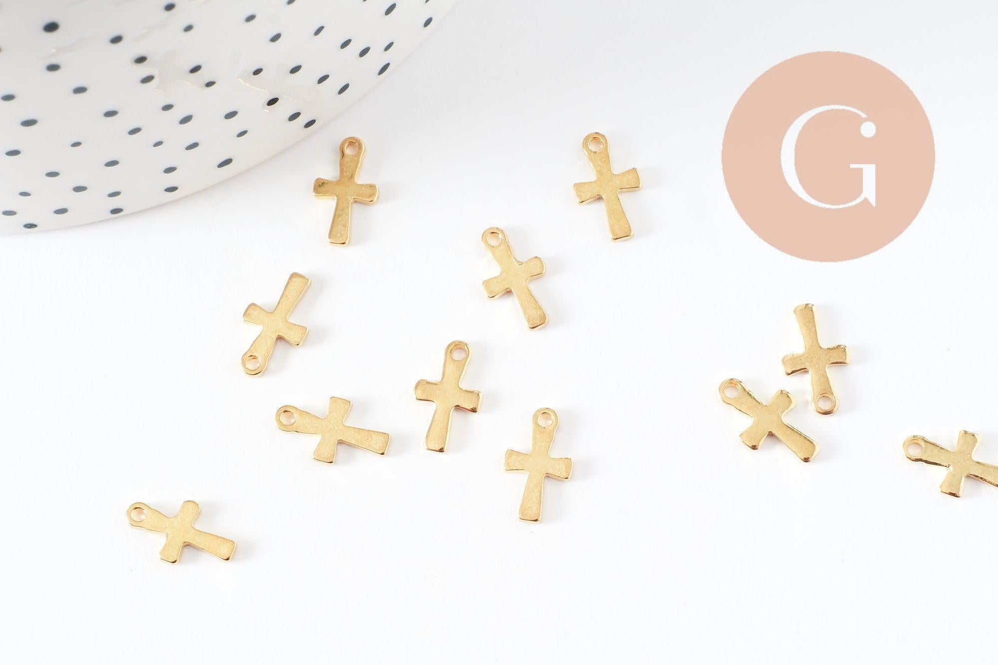 Gingerlily Pendentifs G9695 pendentif croix acier doré 12mm x5