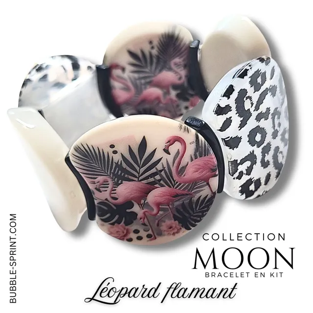 ARTSHOP Moon Léopard Flamant kit bracelet sans aiguille acrylique