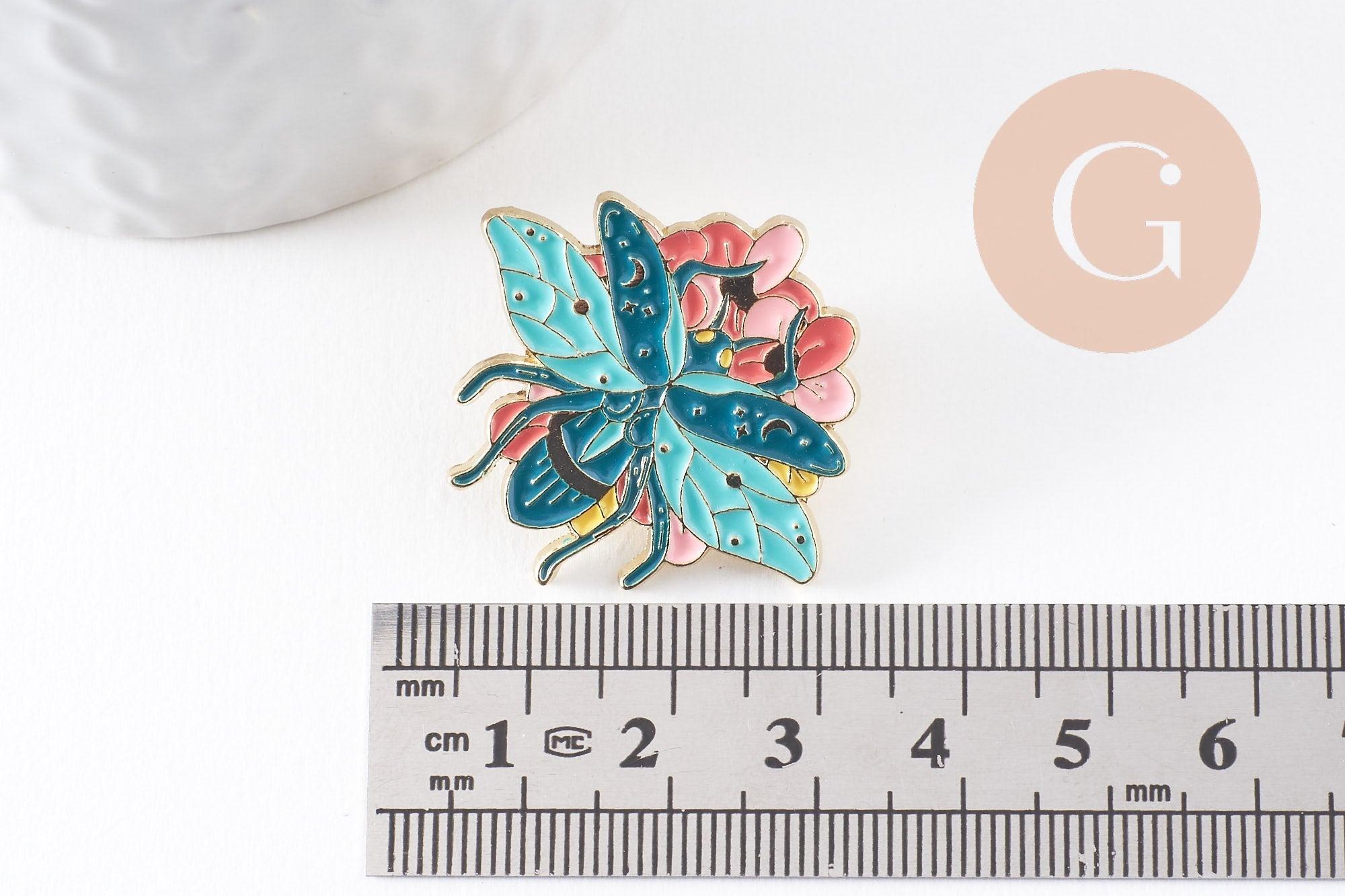 Gingerlily broche G9978 insecte émail zamac doré 34mm x1