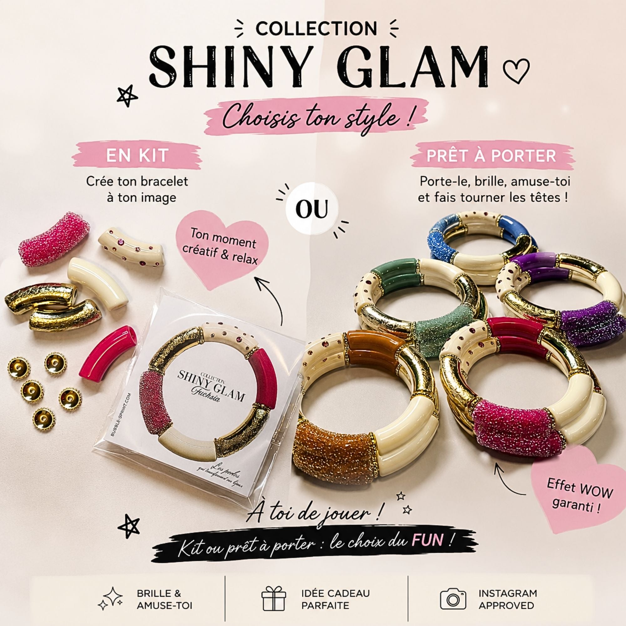 ARTSHOP Shiny Glam Green bracelet kit vert 5.5 cm
