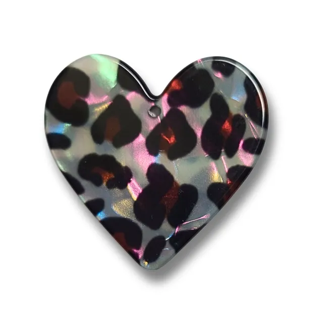ARTSHOP Pendentifs Cœur 34MM Breloque Léopard Brun x1