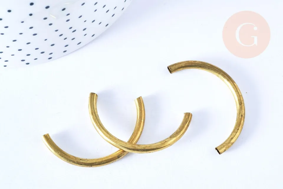 Gingerlily Perles perle tube arc laiton brut 4cm x2 G6561