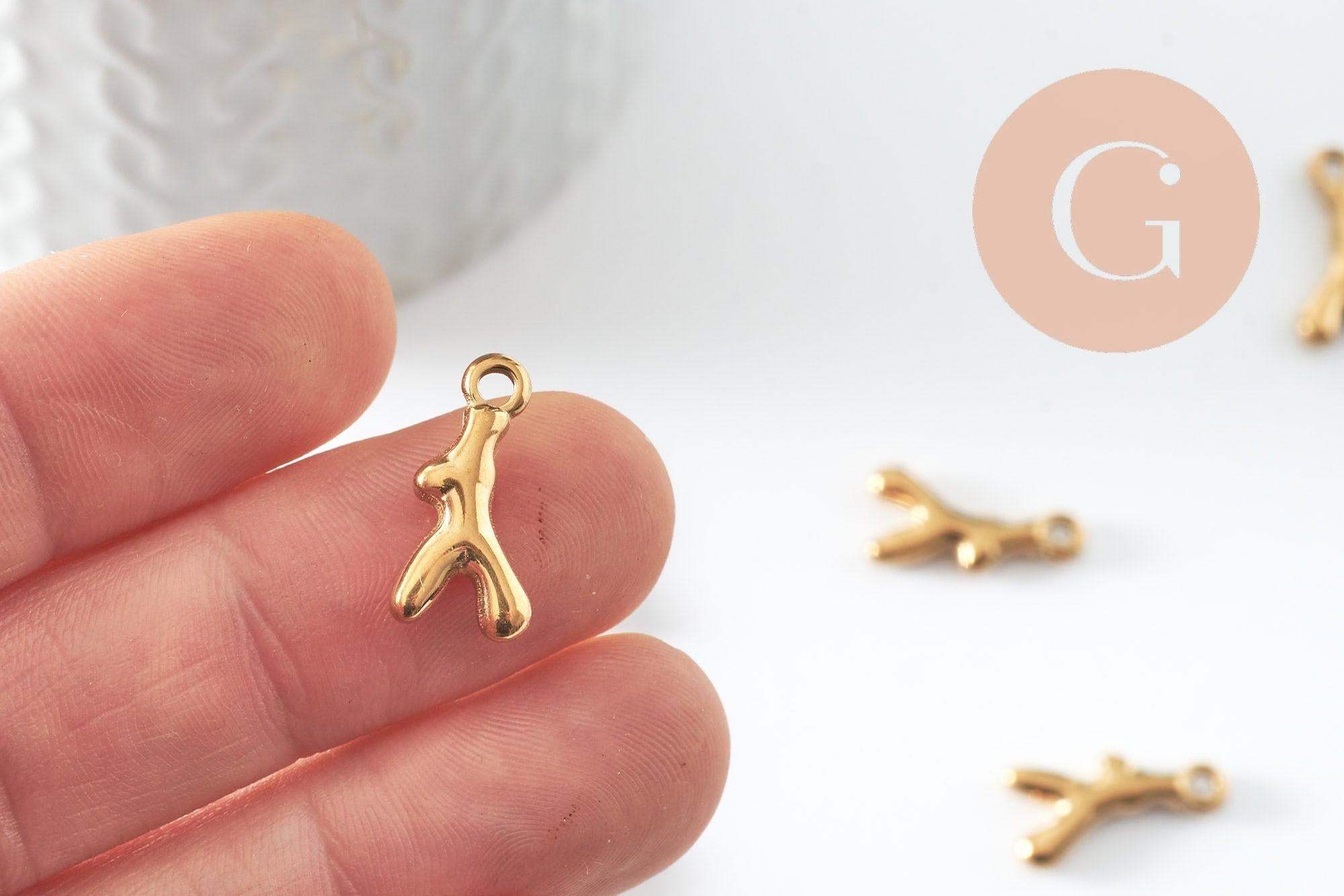 Gingerlily G9835 pendentif branche corail acier doré 18mm x1