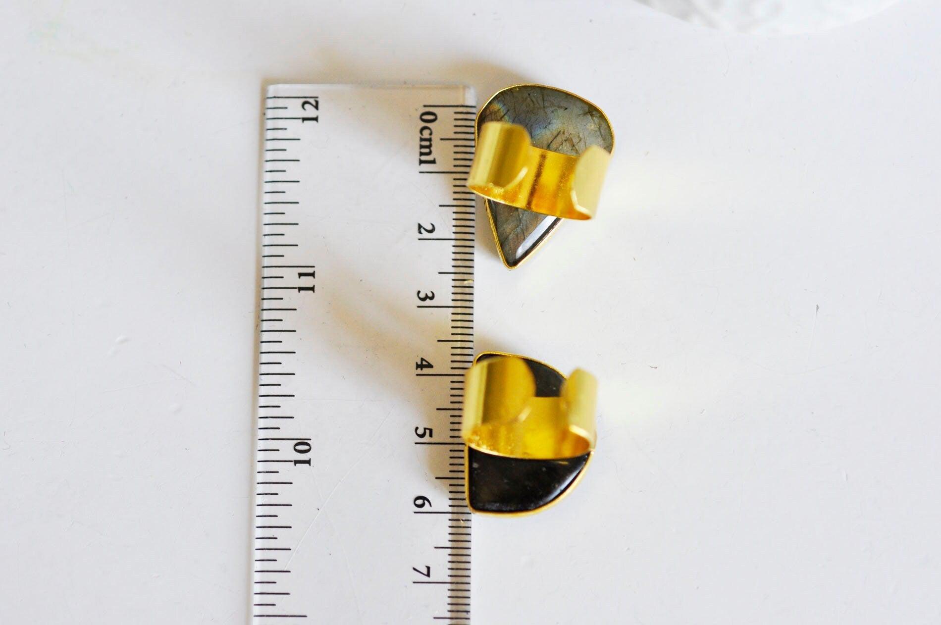 Gingerlily Apprêts Bague réglable labradorite 18mm dorée pierre naturelle