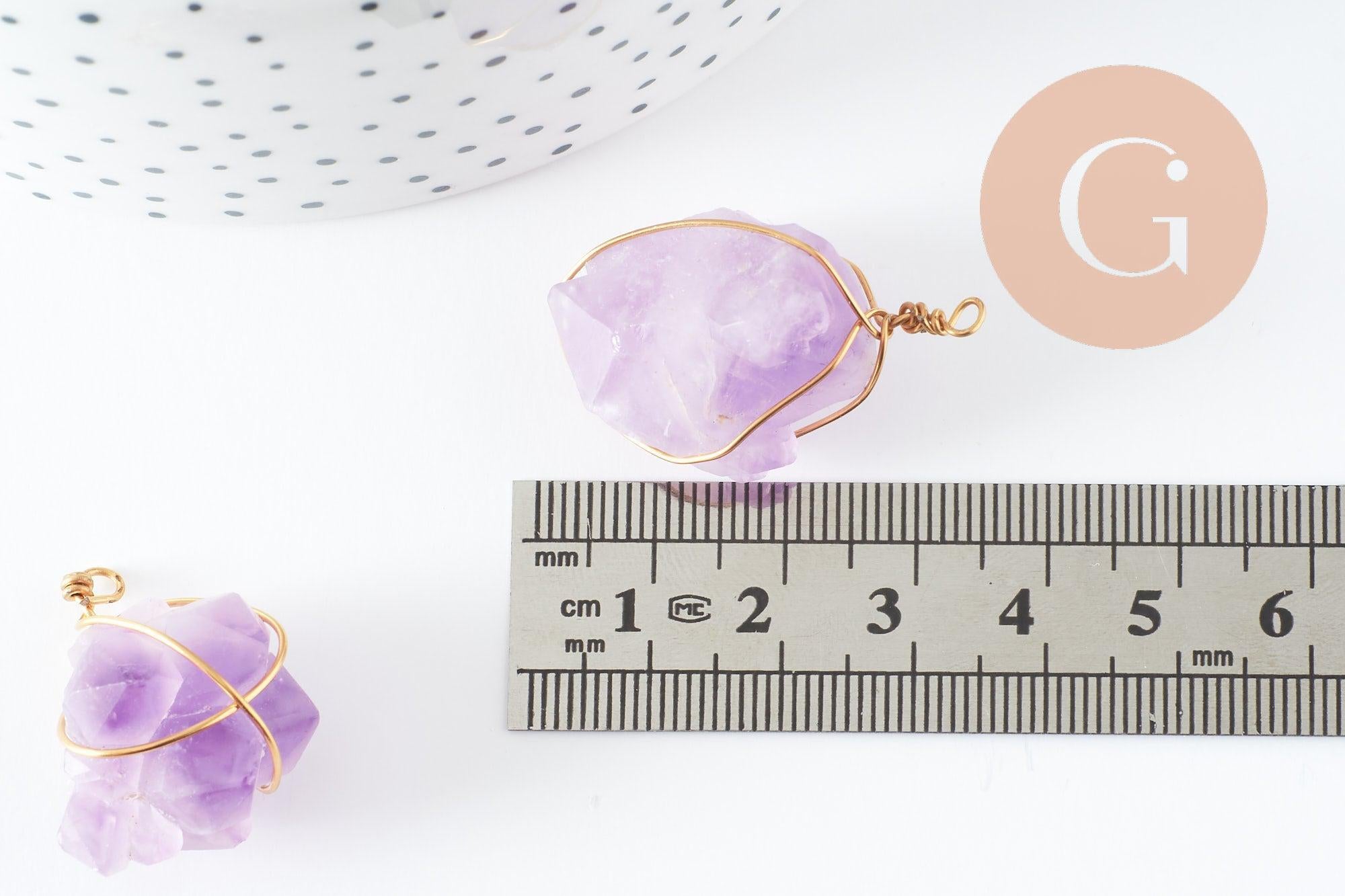 Gingerlily Pendentifs pour bijoux DIY G9600 pendentif améthyste brute doré 20-30mm