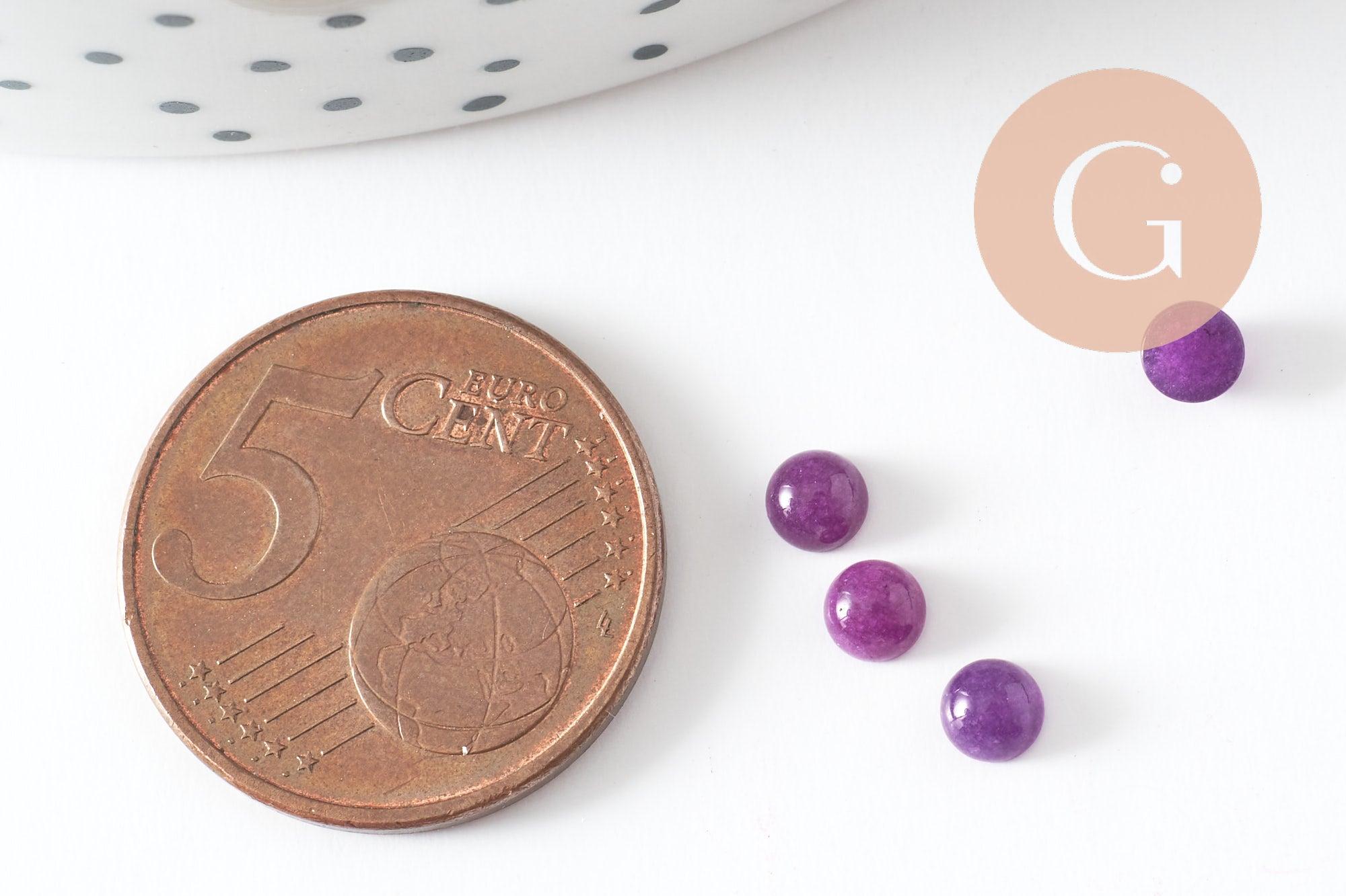 Gingerlily cabochon rond jade violet foncé 4mm x1 à coller