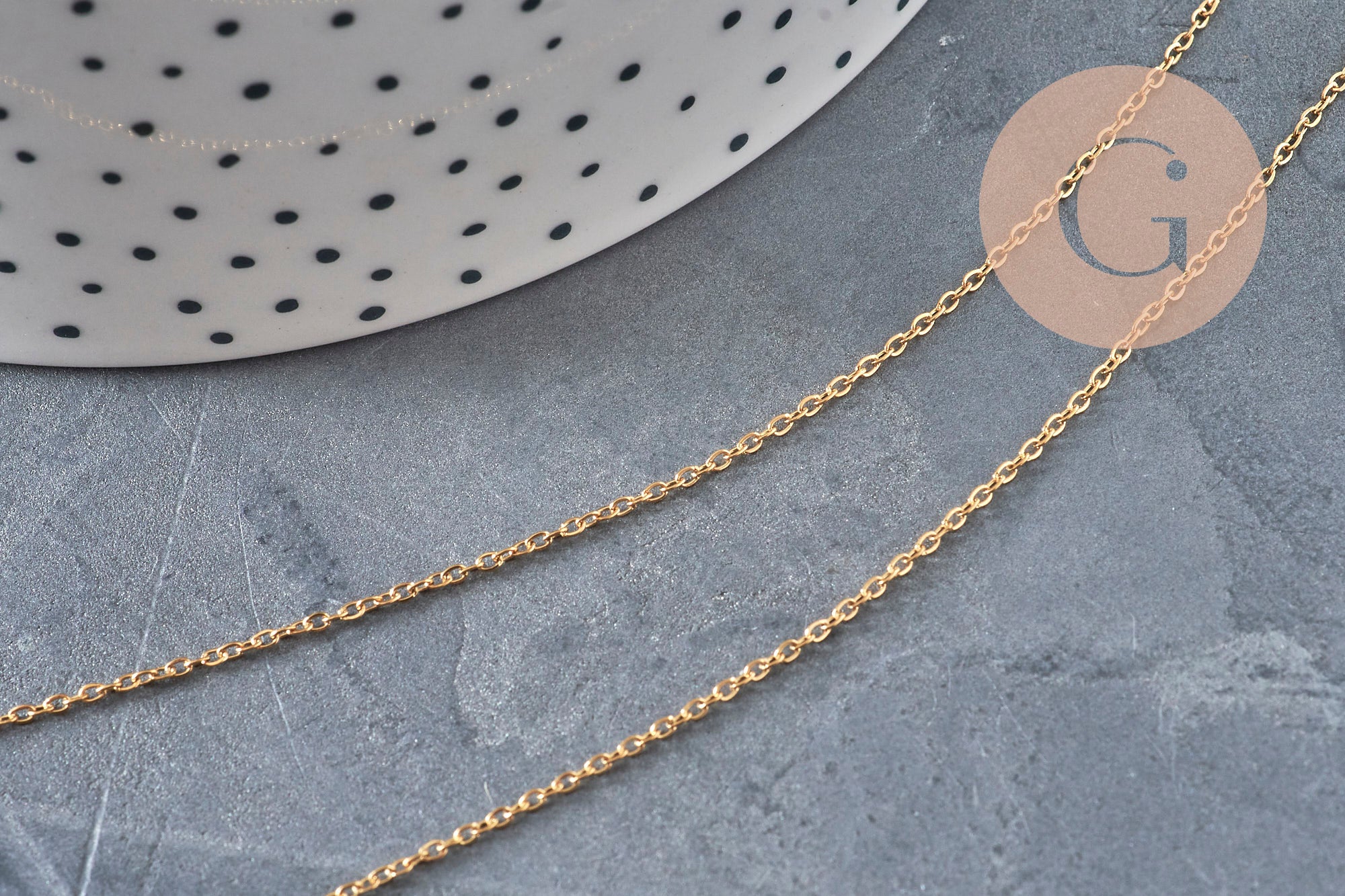 Gingerlily Chaîne Collier Forçat Acier Doré Réglable 2mm 51cm