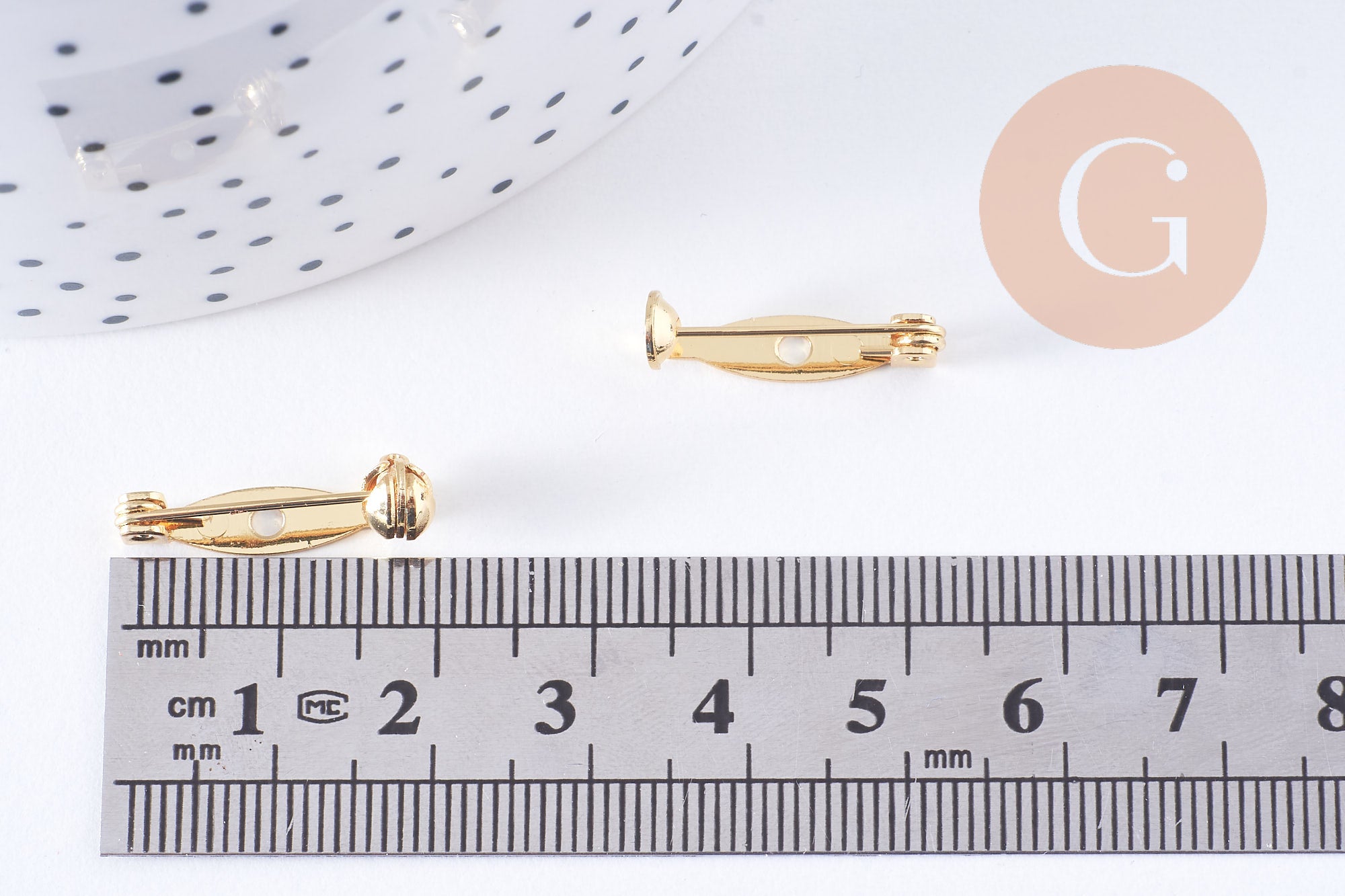 Gingerlily Apprêts G10703 Support broche laiton doré 18K 20mm x2