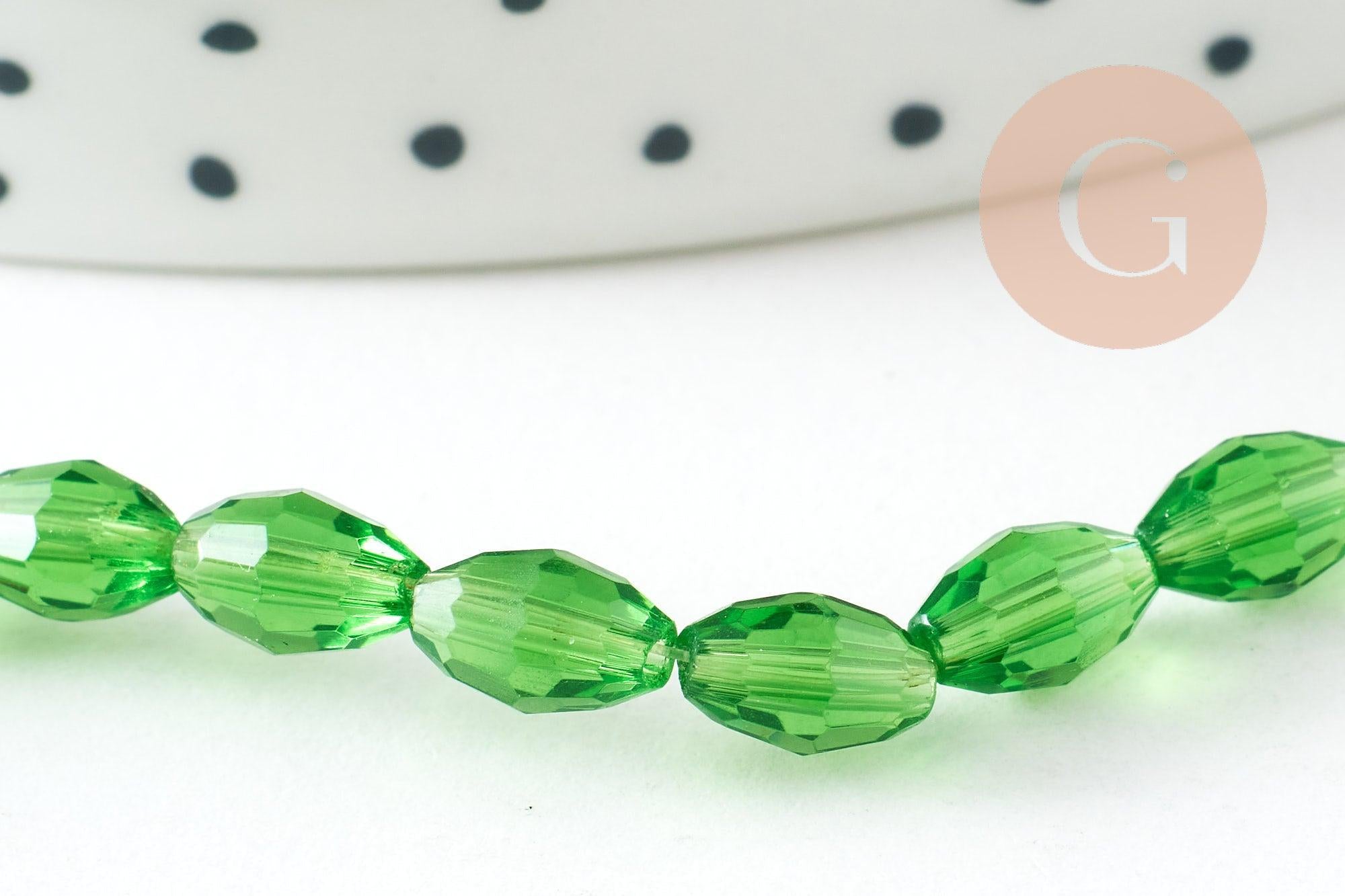 Gingerlily Perles G10600 perles verre vert clair 6x4mm fil 38cm