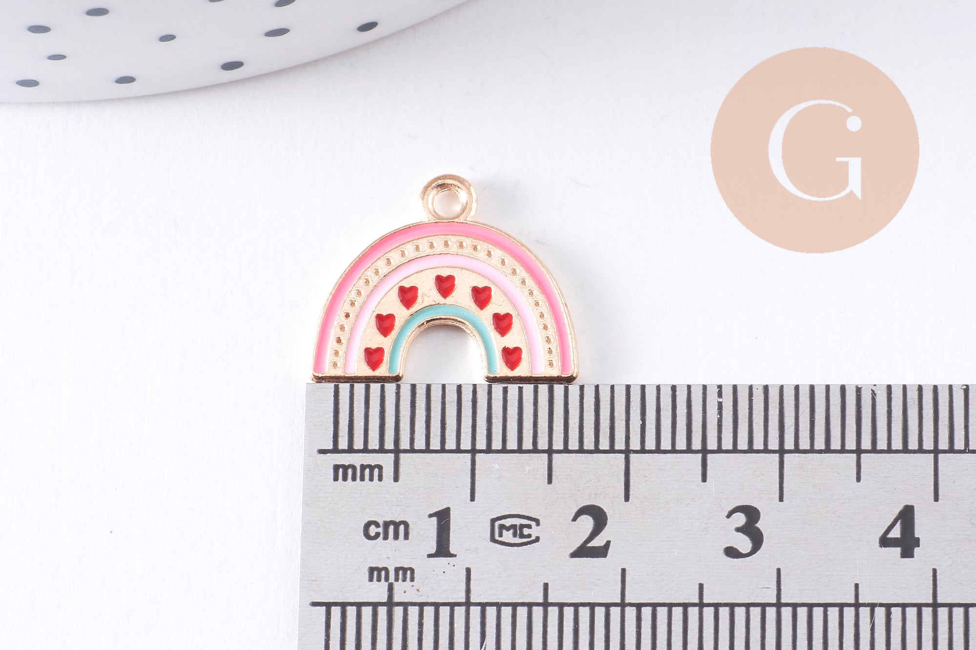 Gingerlily Pendentifs arc-en-ciel G10620 breloque émail rose x2