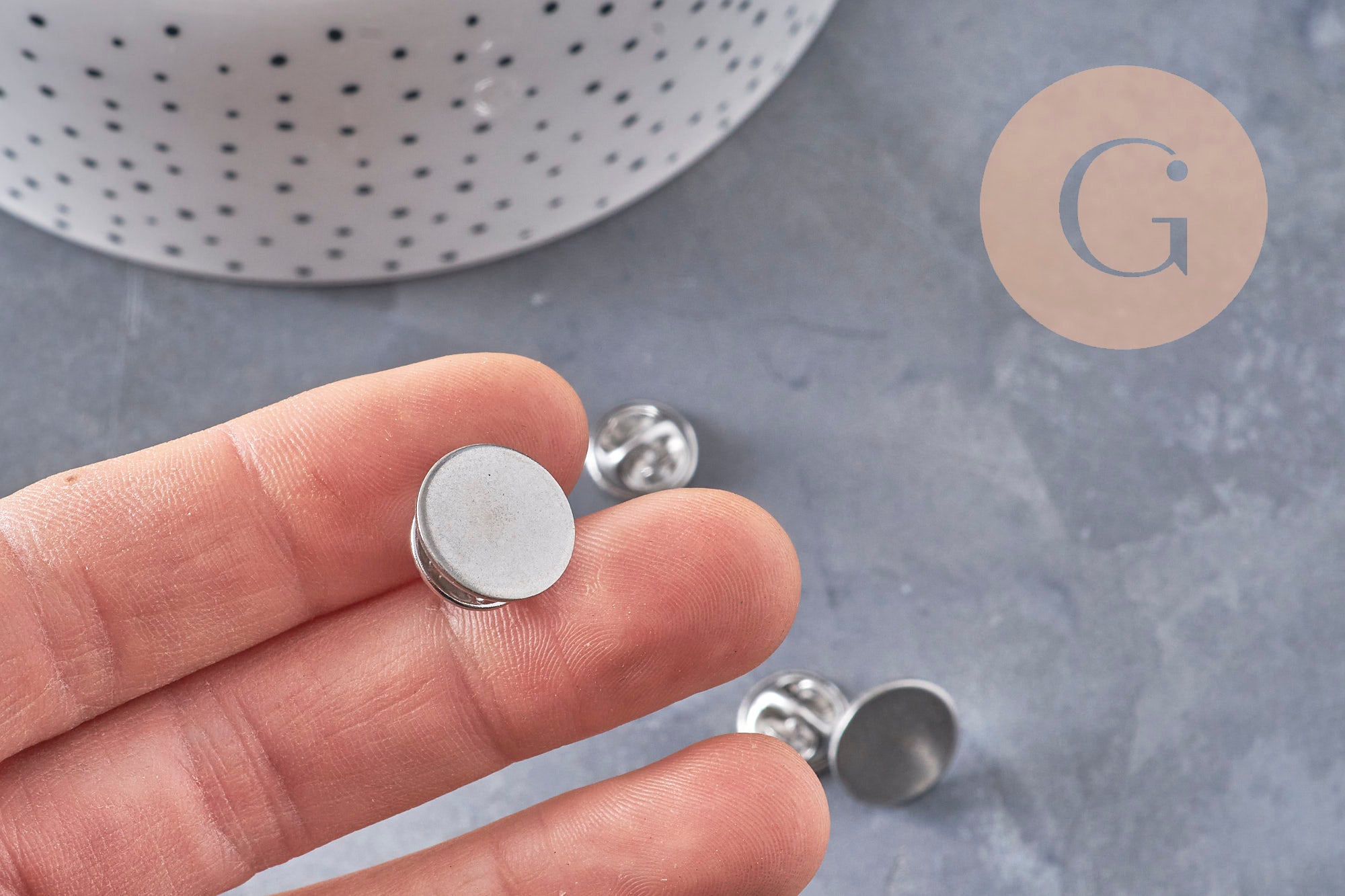 Gingerlily Apprêts Support pin's G10962 platine 14mm x5