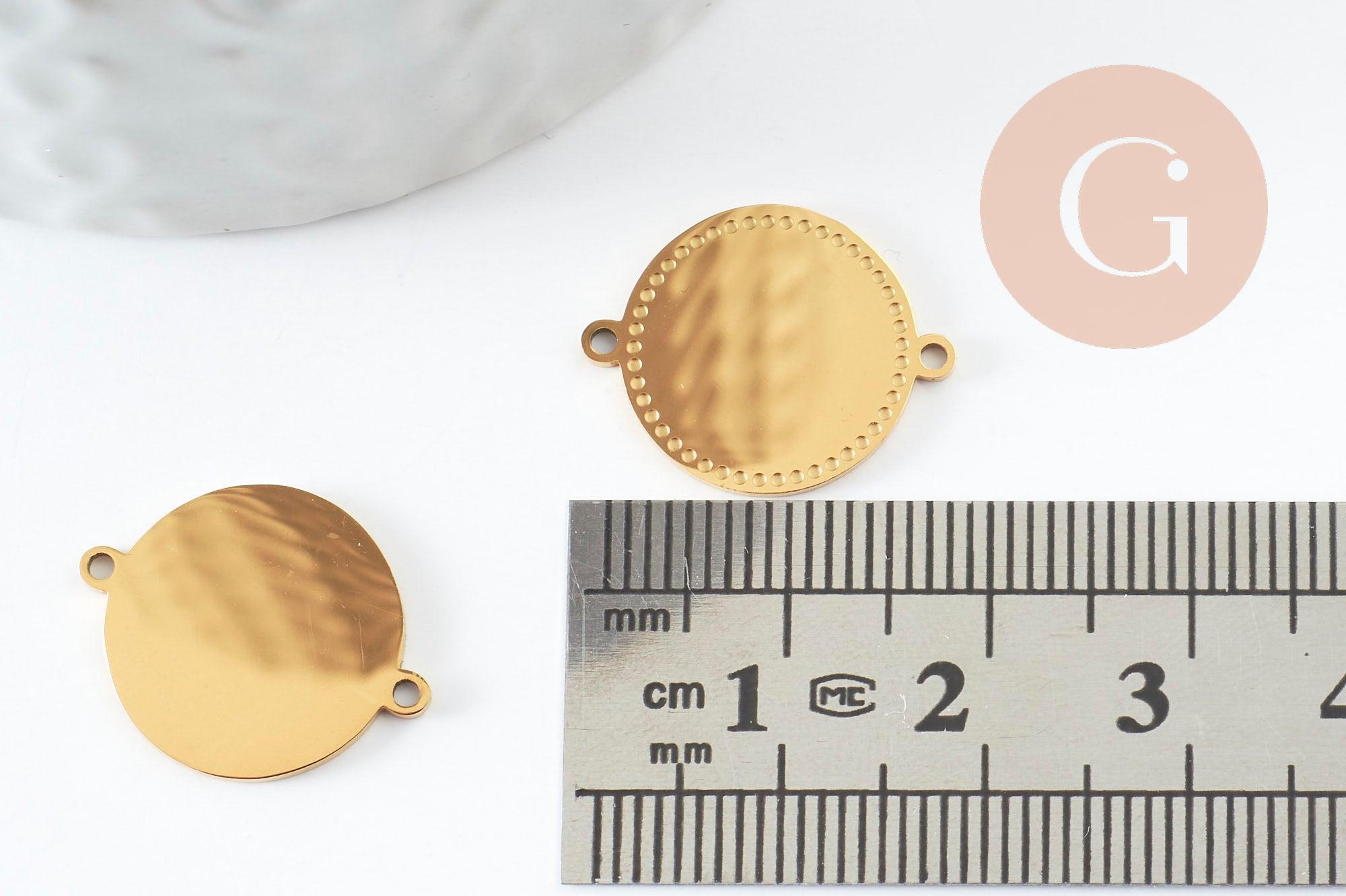 Gingerlily Perles G10184 pendentif rond doré pointillé 19mm