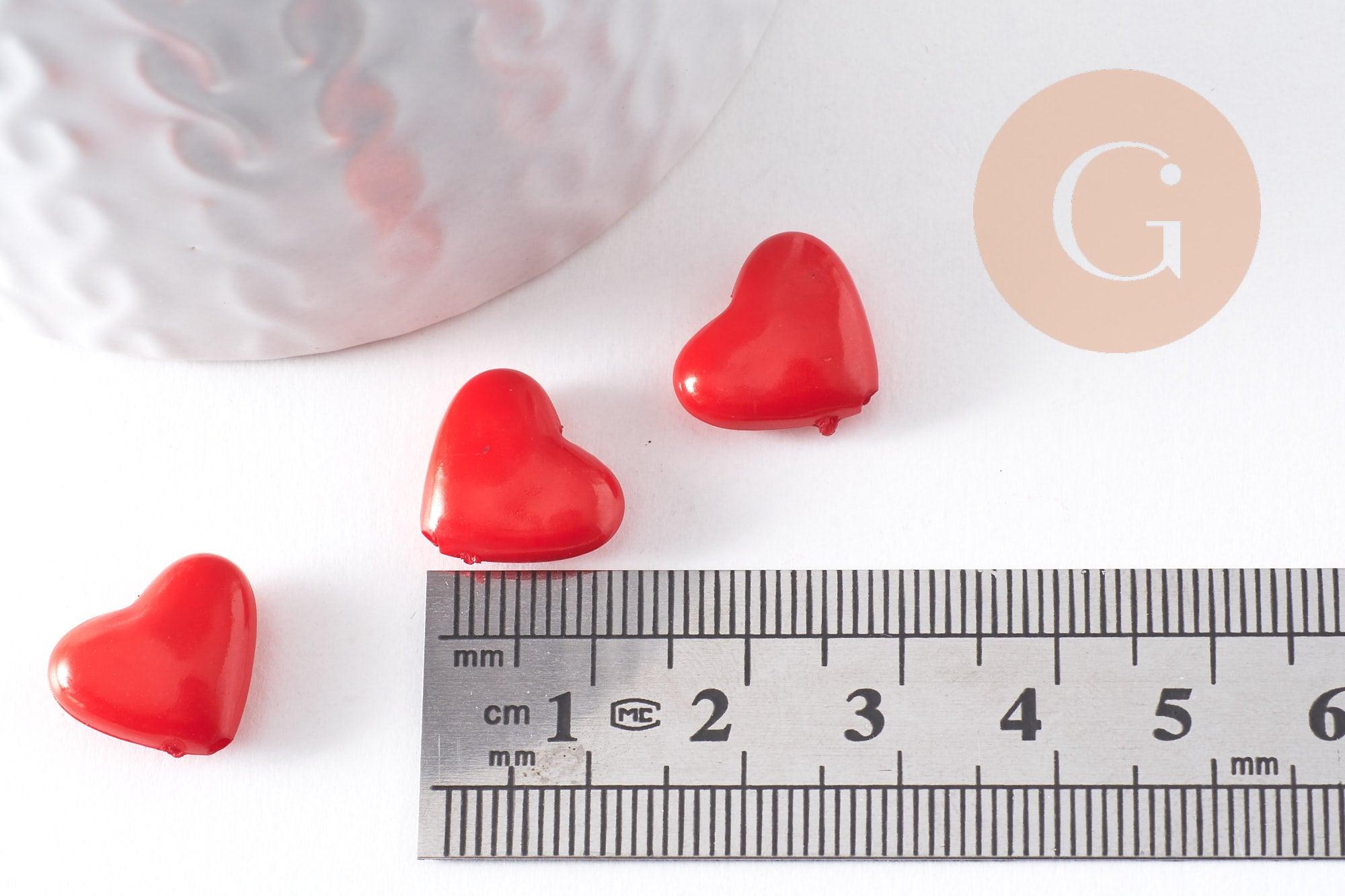 Gingerlily Perles coeur G10405 perle plastique rouge 12mm x5