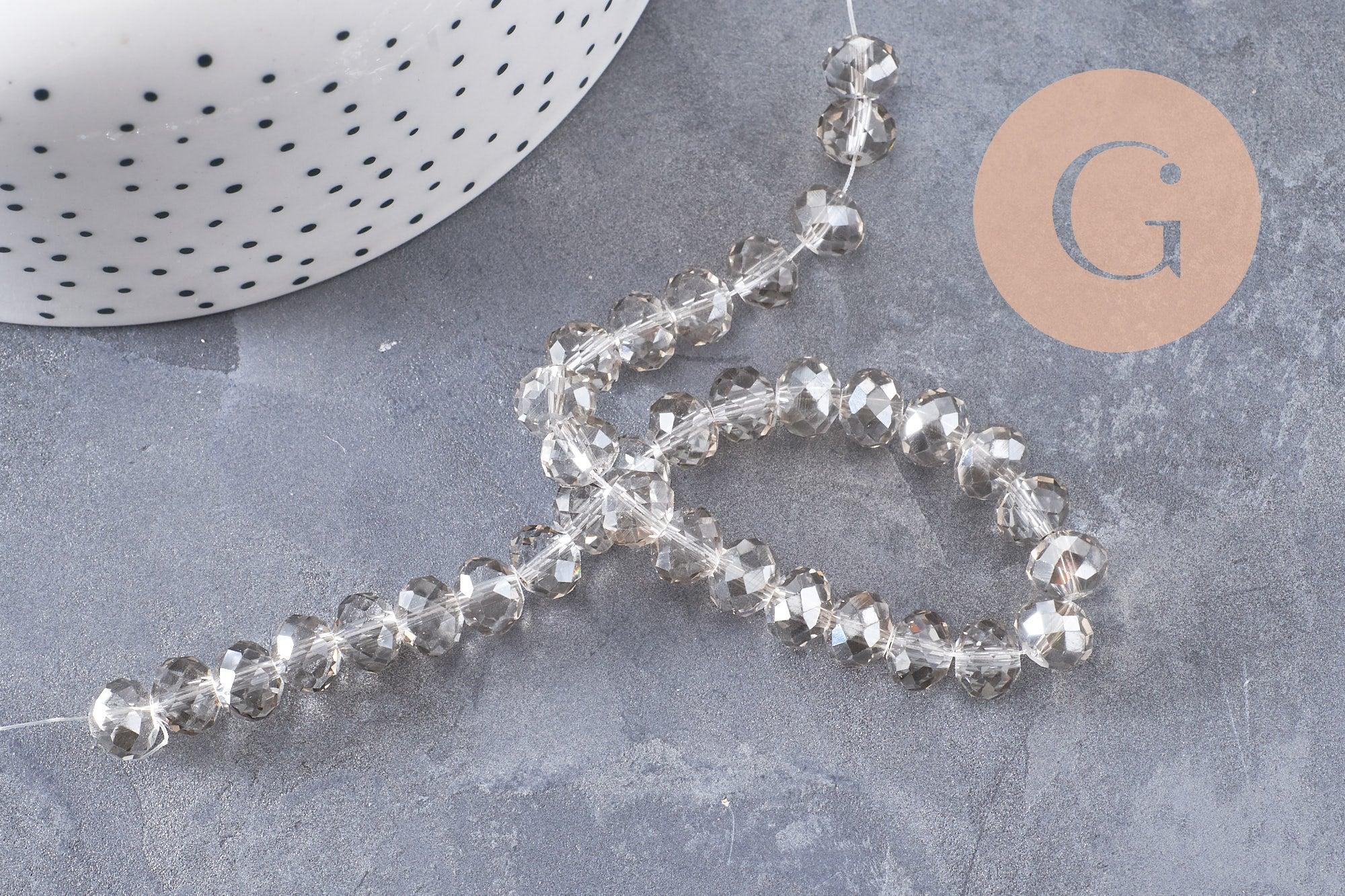 Gingerlily Cristal perles abacus gris facetté 8mm fil 39cm