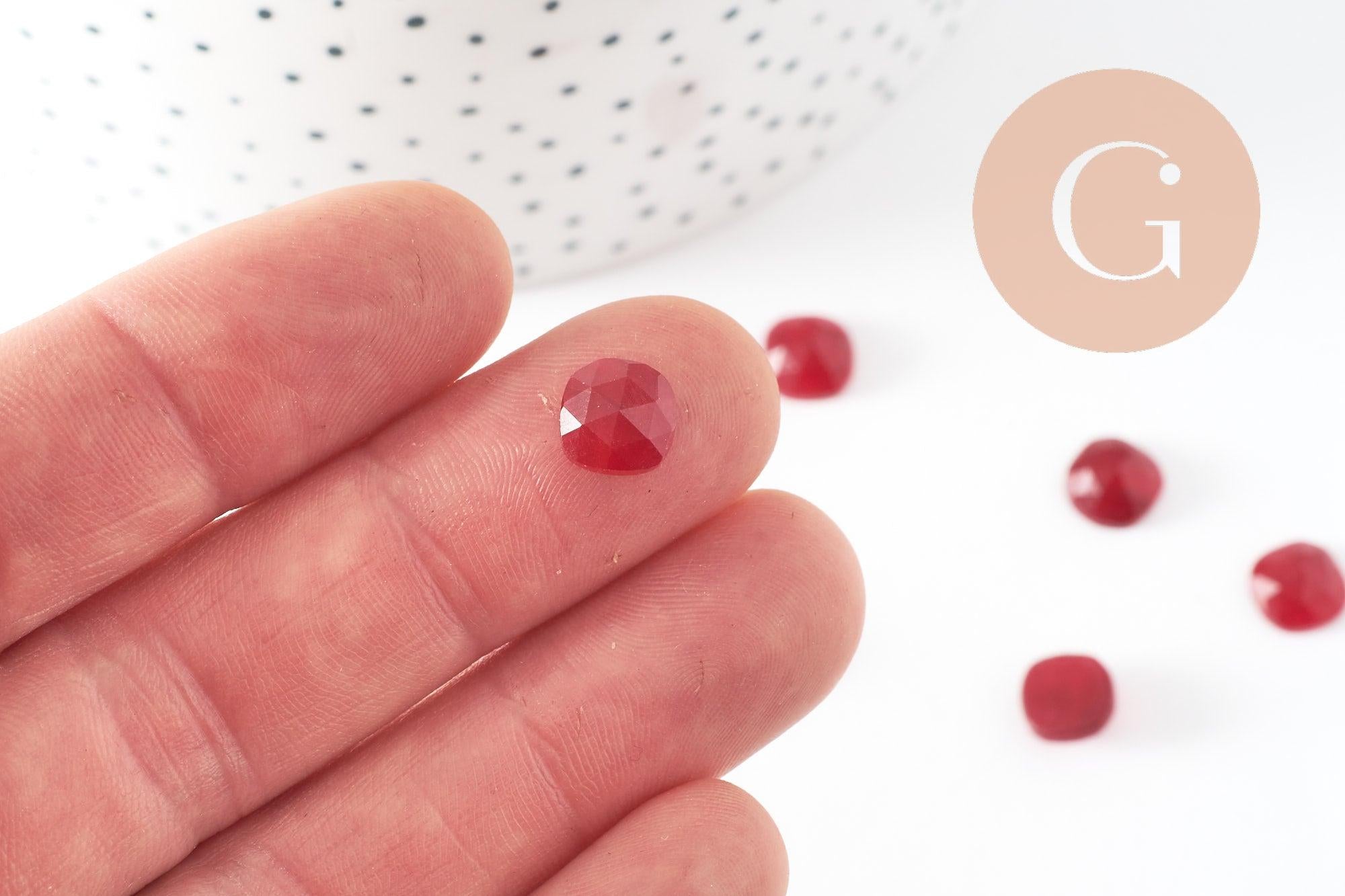 Gingerlily Perles G9687 cabochon jade rouge carré 8 mm