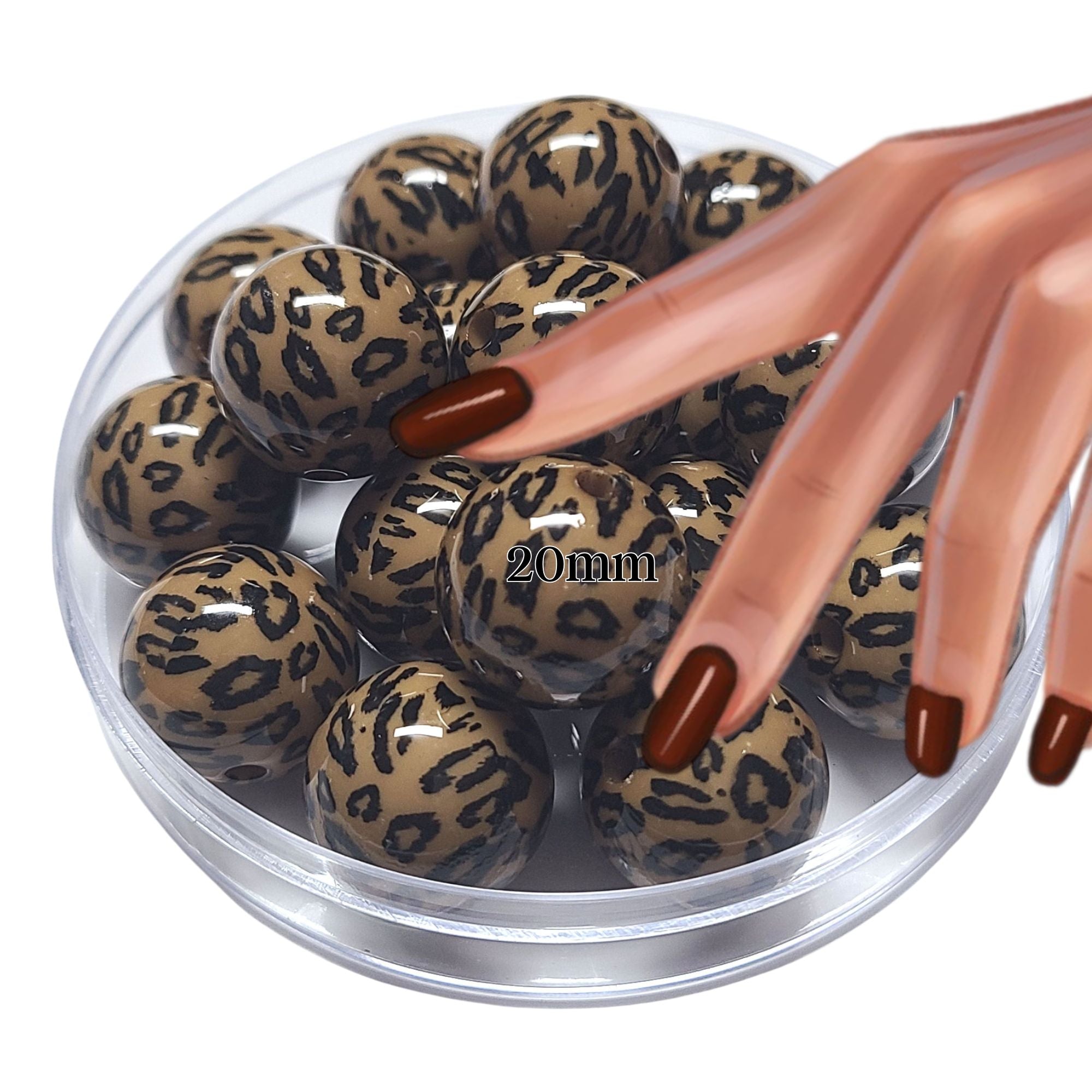 ARTSHOP Boules 20MM 76 perles léopard camel x10 acrylique